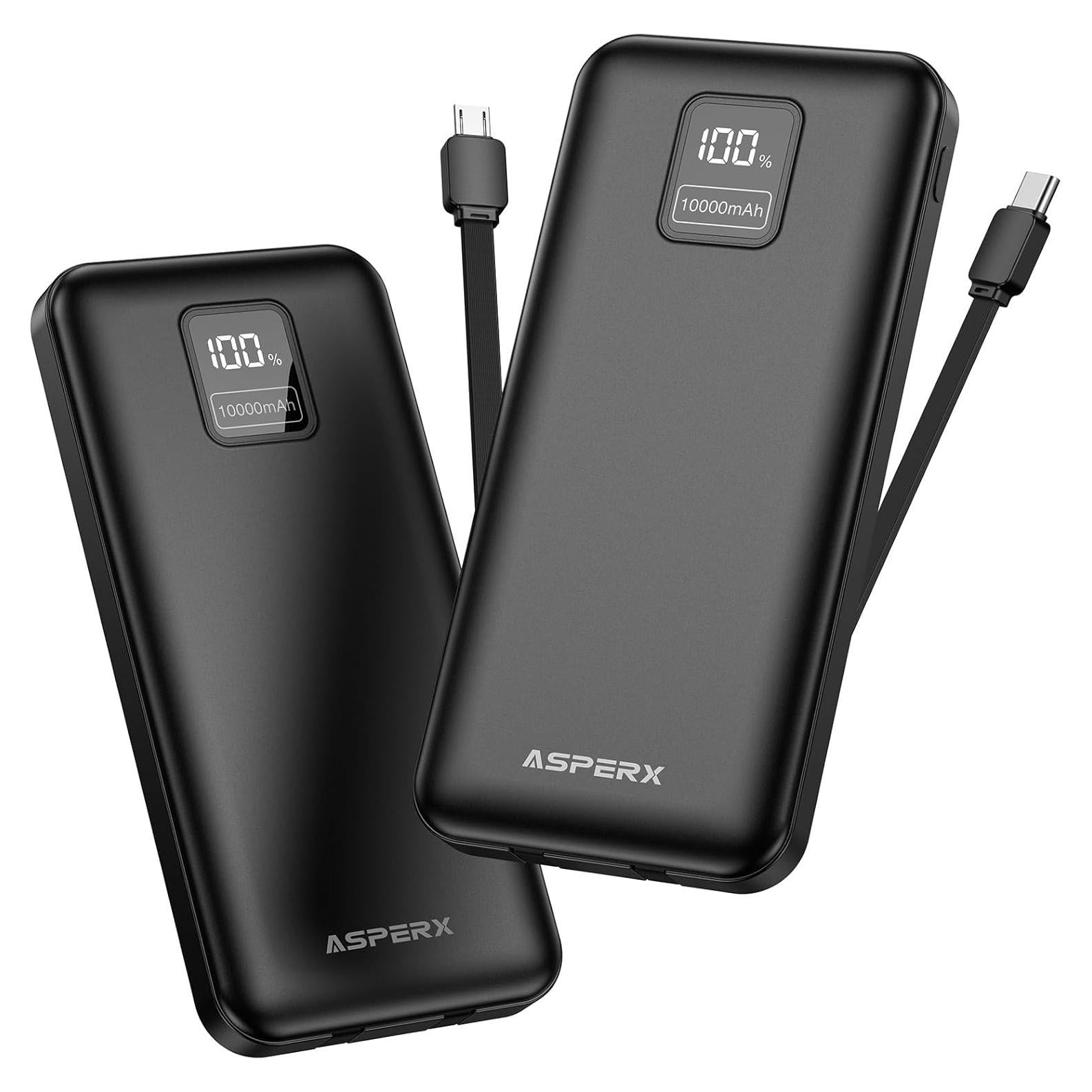 Cargador Portátil 10000mAh AsperX 2-Pack USB-C Carga Rápida