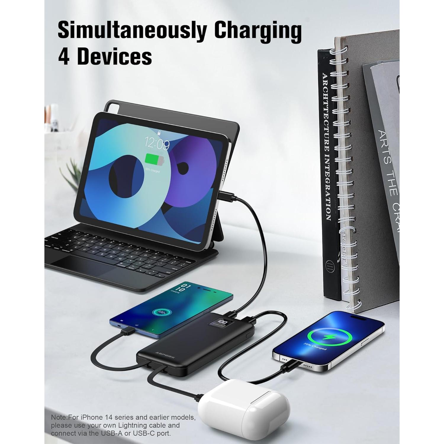 Cargador Portátil 10000mAh AsperX 2-Pack USB-C Carga Rápida