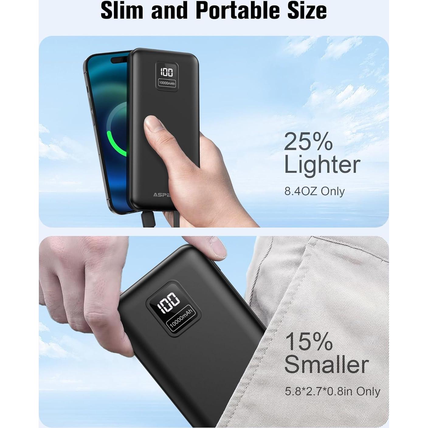 Cargador Portátil 10000mAh AsperX 2-Pack USB-C Carga Rápida