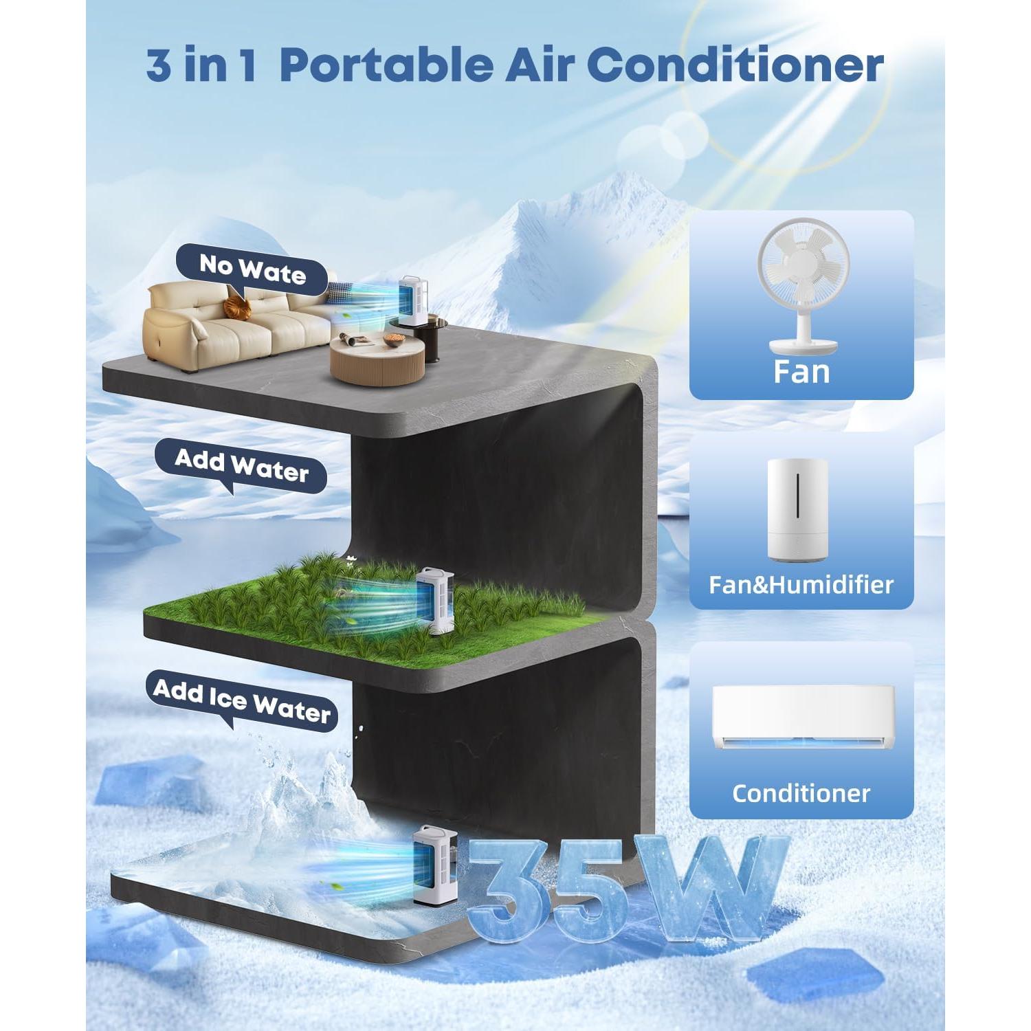 Acondicionador de Aire Portátil XAMATTS F01 1700ml Control Remoto