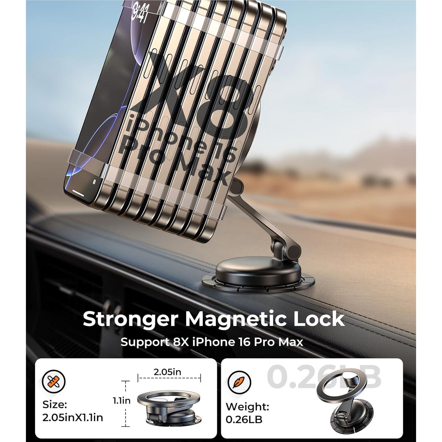 Soporte para teléfono de coche AREDAN, magnético, plegable, 360°