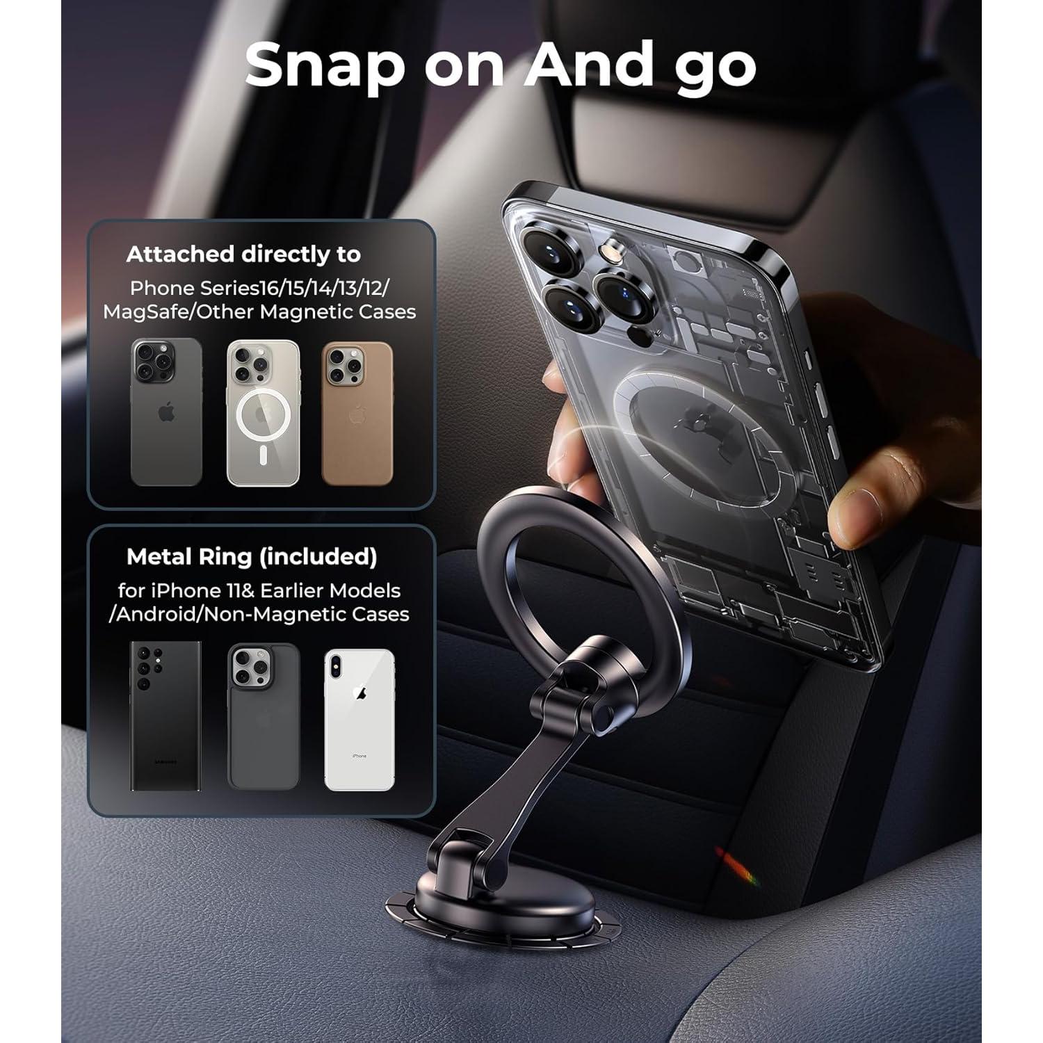 Soporte para teléfono de coche AREDAN, magnético, plegable, 360°