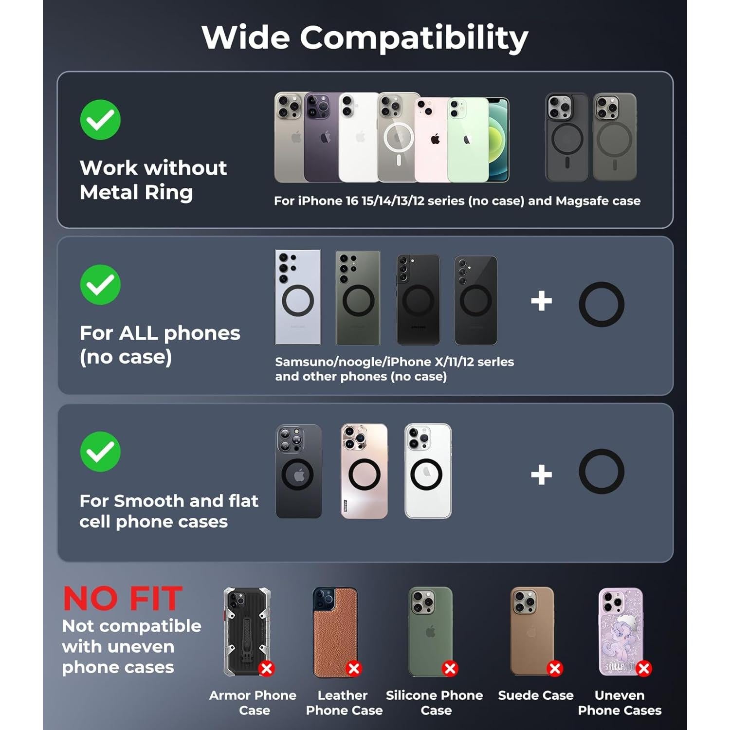 Soporte para teléfono de coche AREDAN, magnético, plegable, 360°