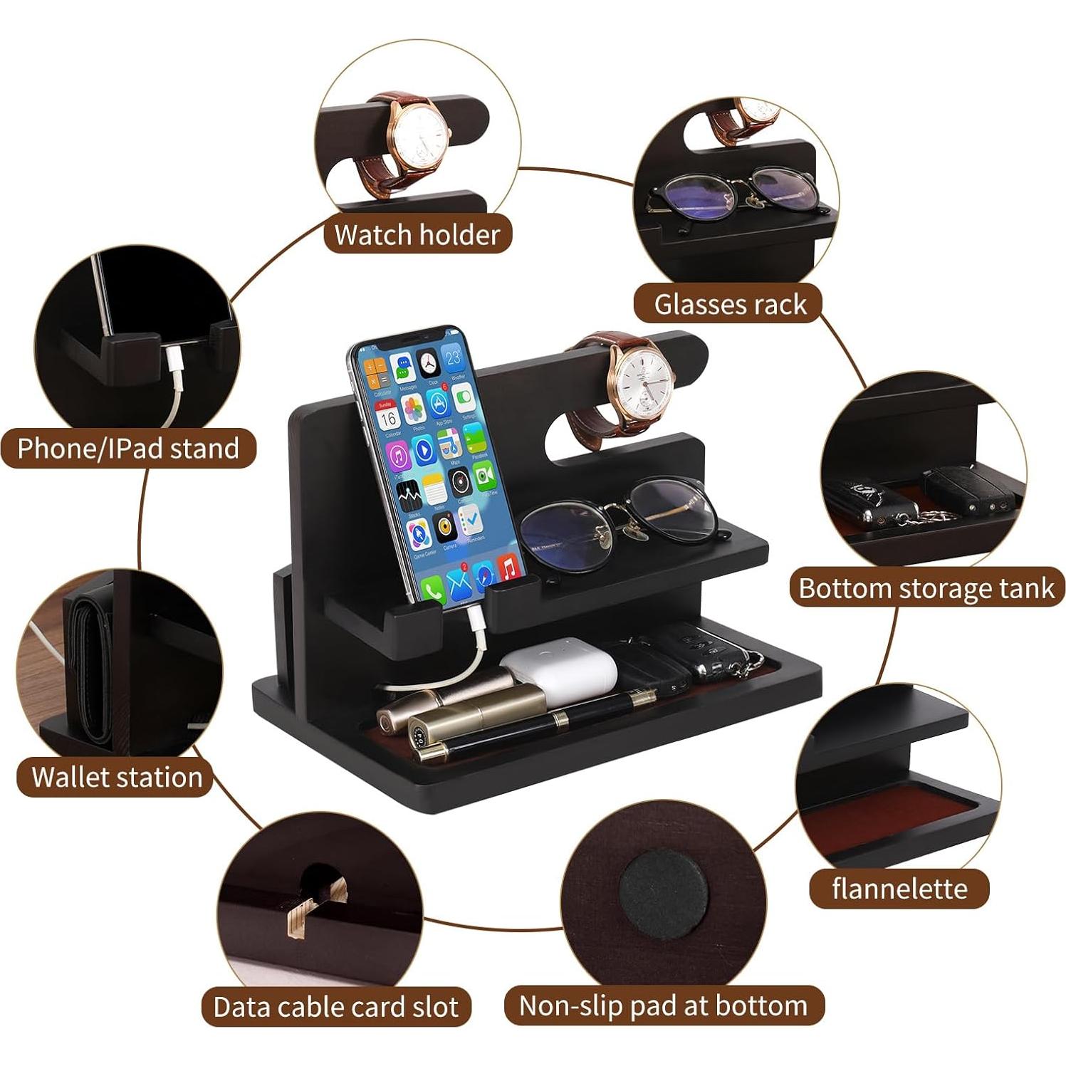 Estación de Acoplamiento de Madera YSangift para Teléfonos Negro