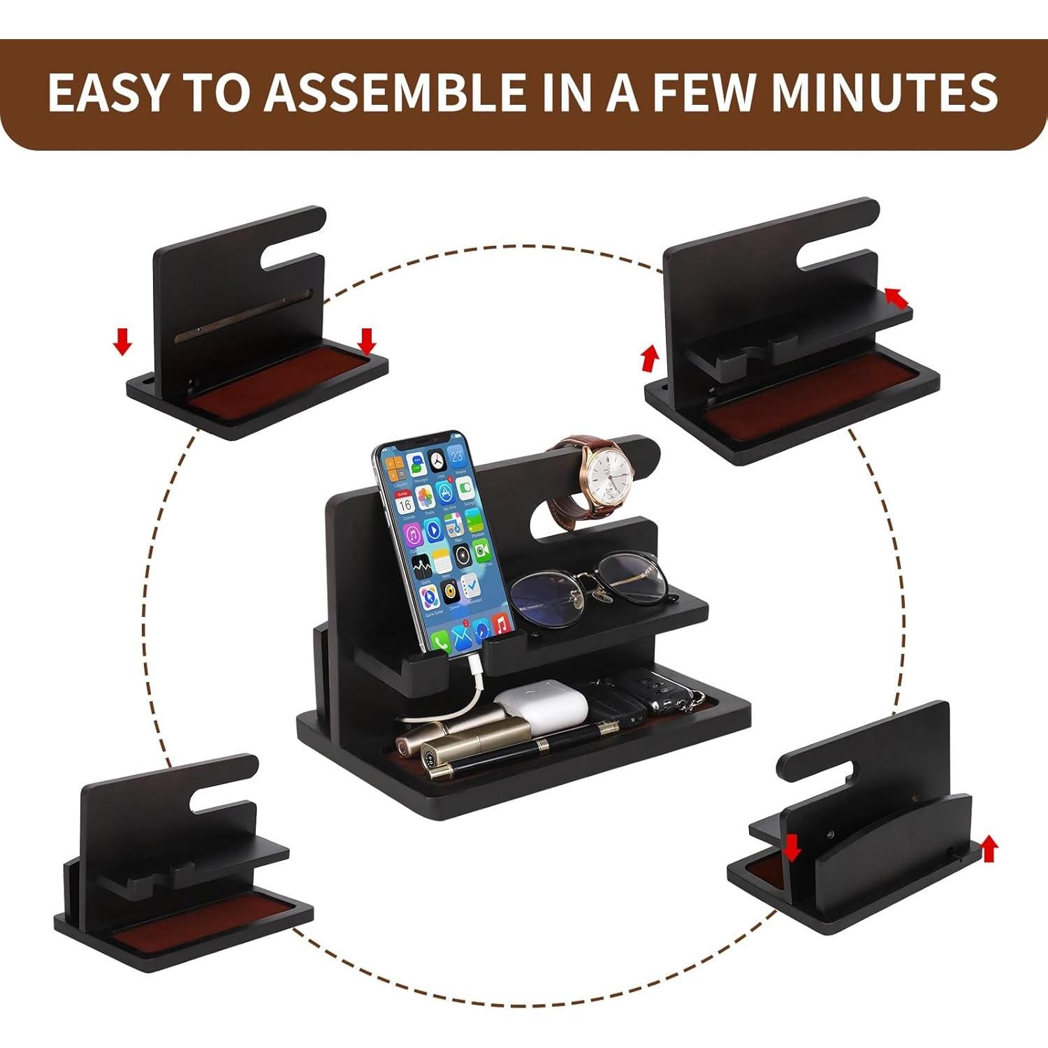 Estación de Acoplamiento de Madera YSangift para Teléfonos Negro