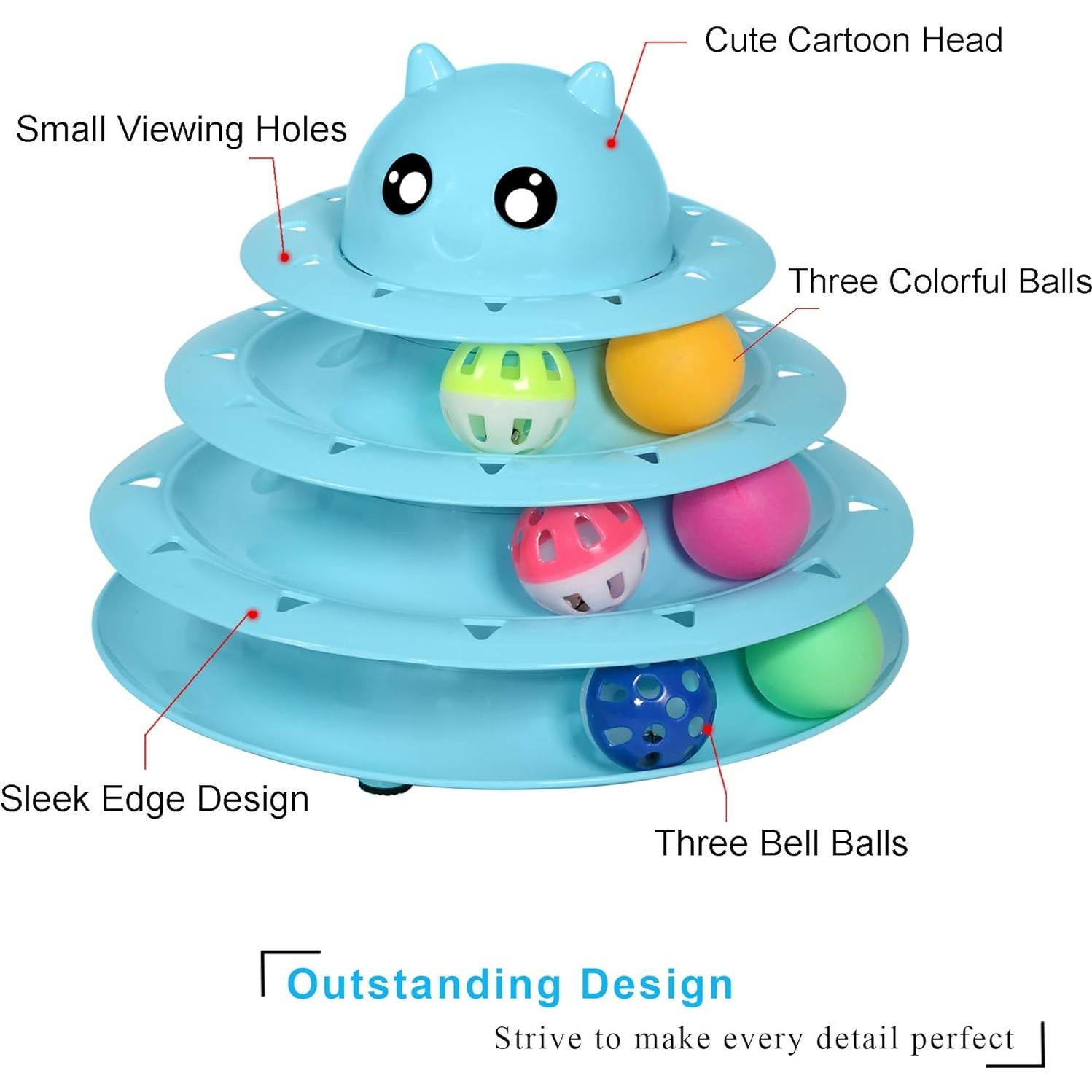 Juguete Interactivo para Gatos UPSKY 3 Niveles con Bolas Coloridas