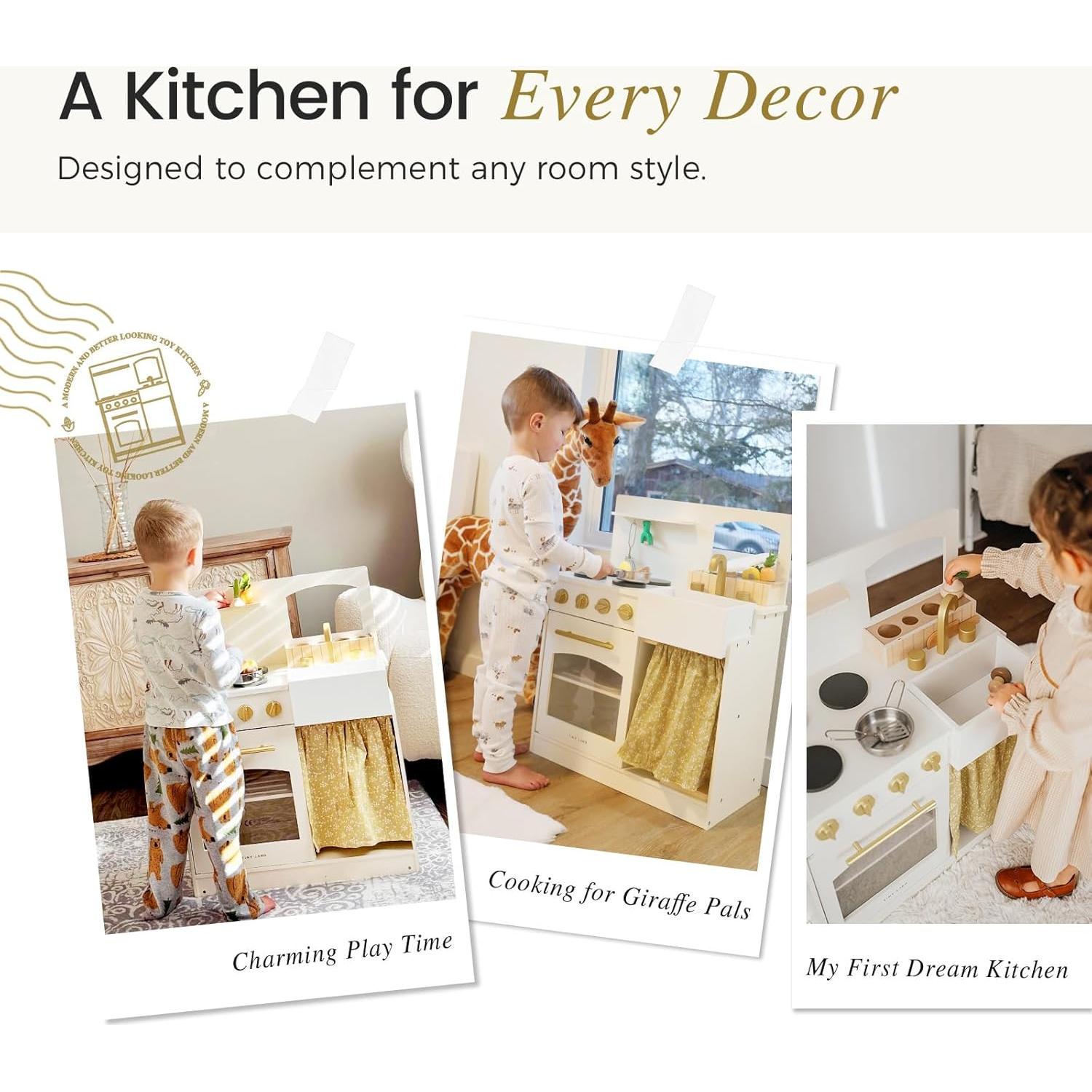 Cocina de Juguete Tiny Land para Niños con Accesorios - Madera