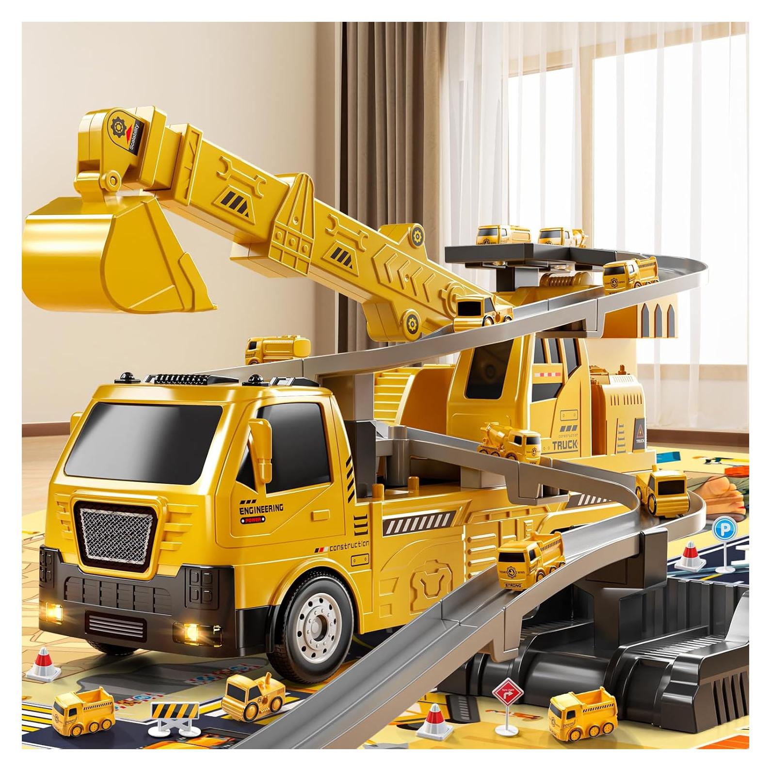 Juego de Camiones de Construcción 2 en 1 NIPLOOOW con Luz y Sonido