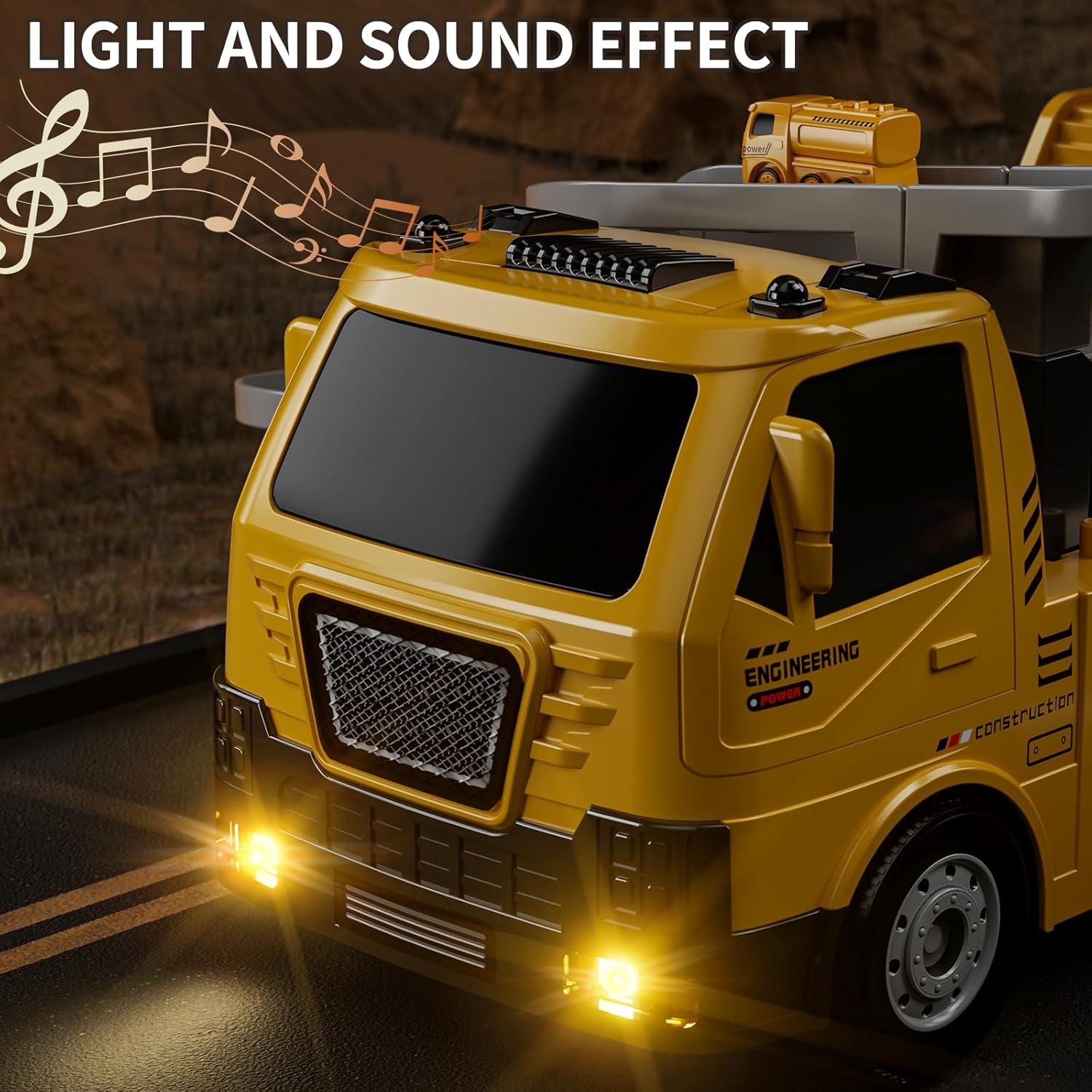 Juego de Camiones de Construcción 2 en 1 NIPLOOOW con Luz y Sonido