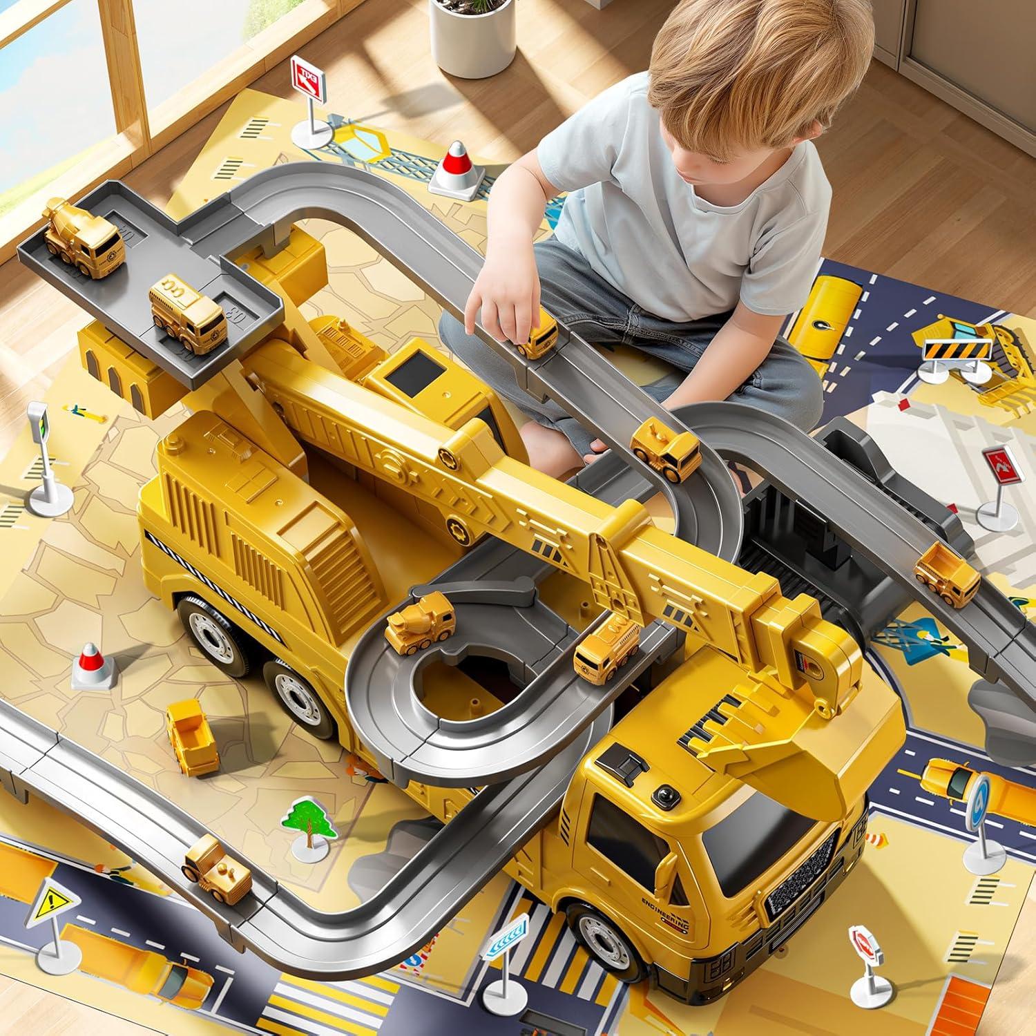 Juego de Camiones de Construcción 2 en 1 NIPLOOOW con Luz y Sonido