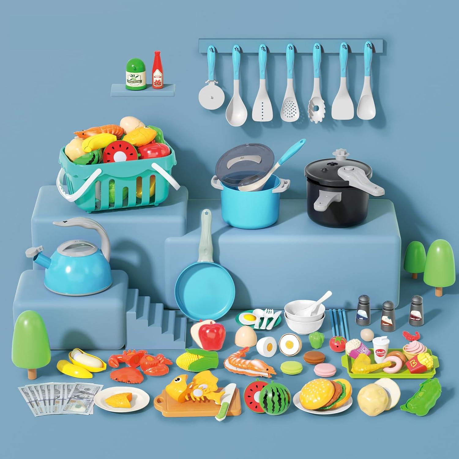 Juego de Cocina para Niños 130 Pcs Funpynani Turquesa
