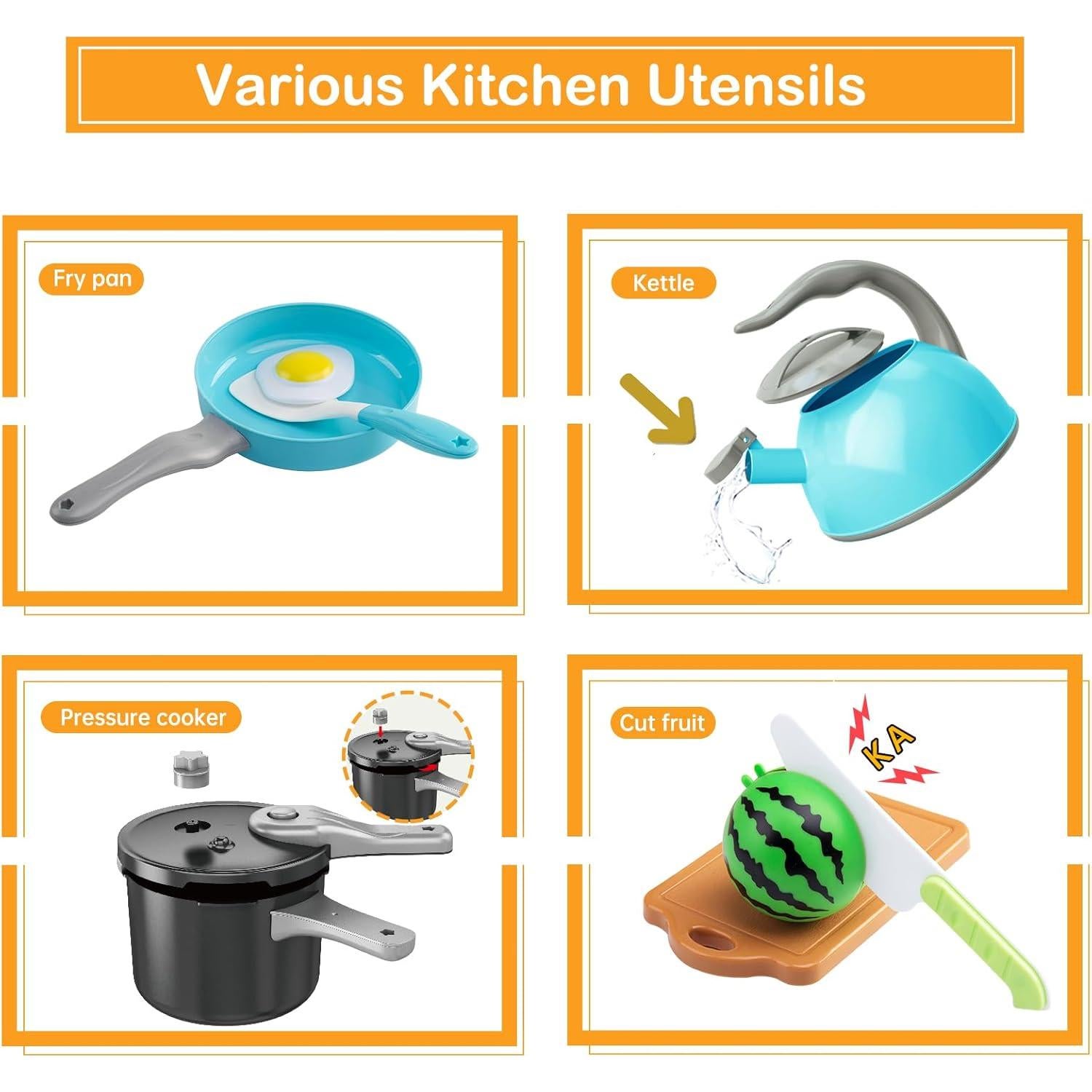 Juego de Cocina para Niños 130 Pcs Funpynani Turquesa