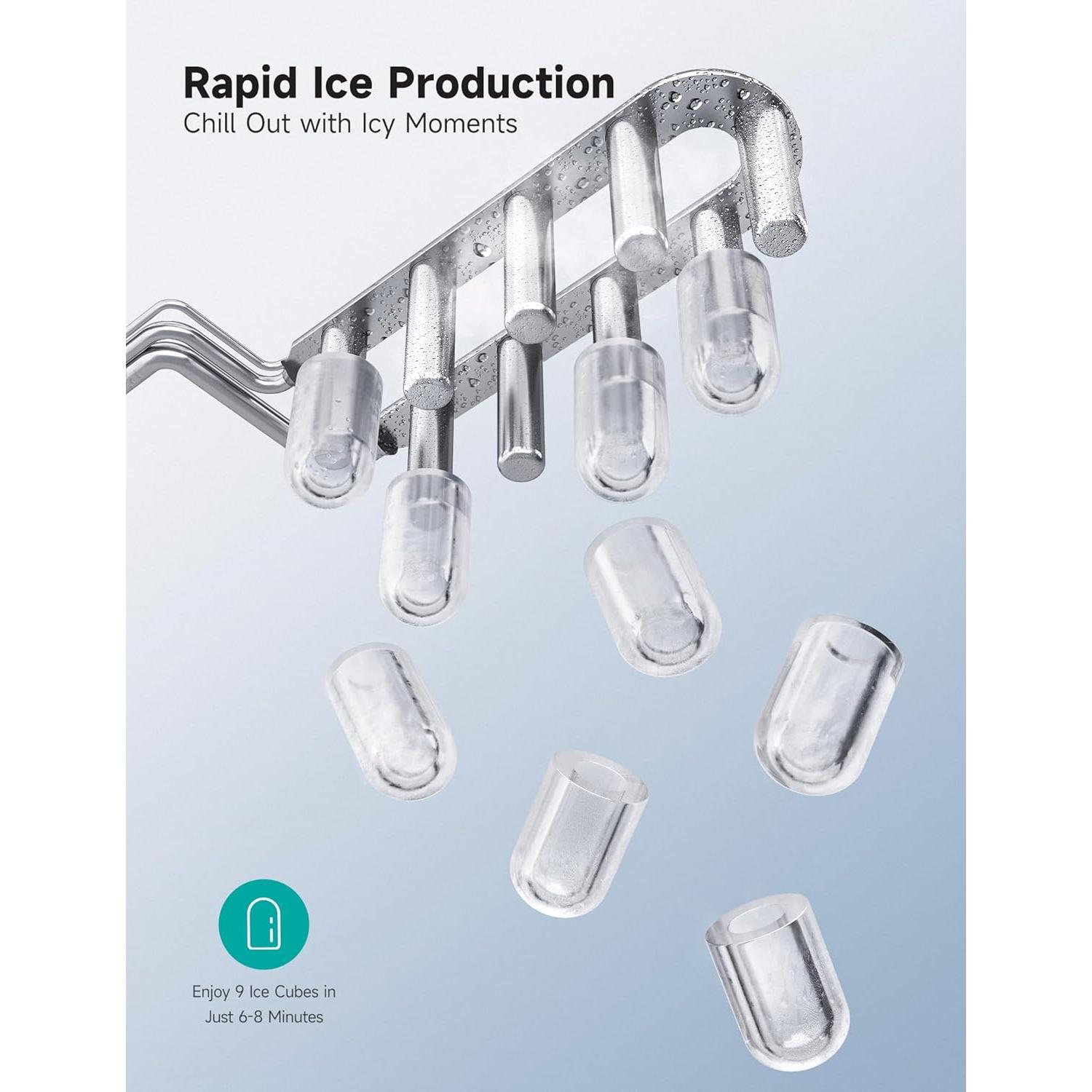 HiCOZY Máquina de Hielo Portátil 11.79 kg/día Autolimpieza