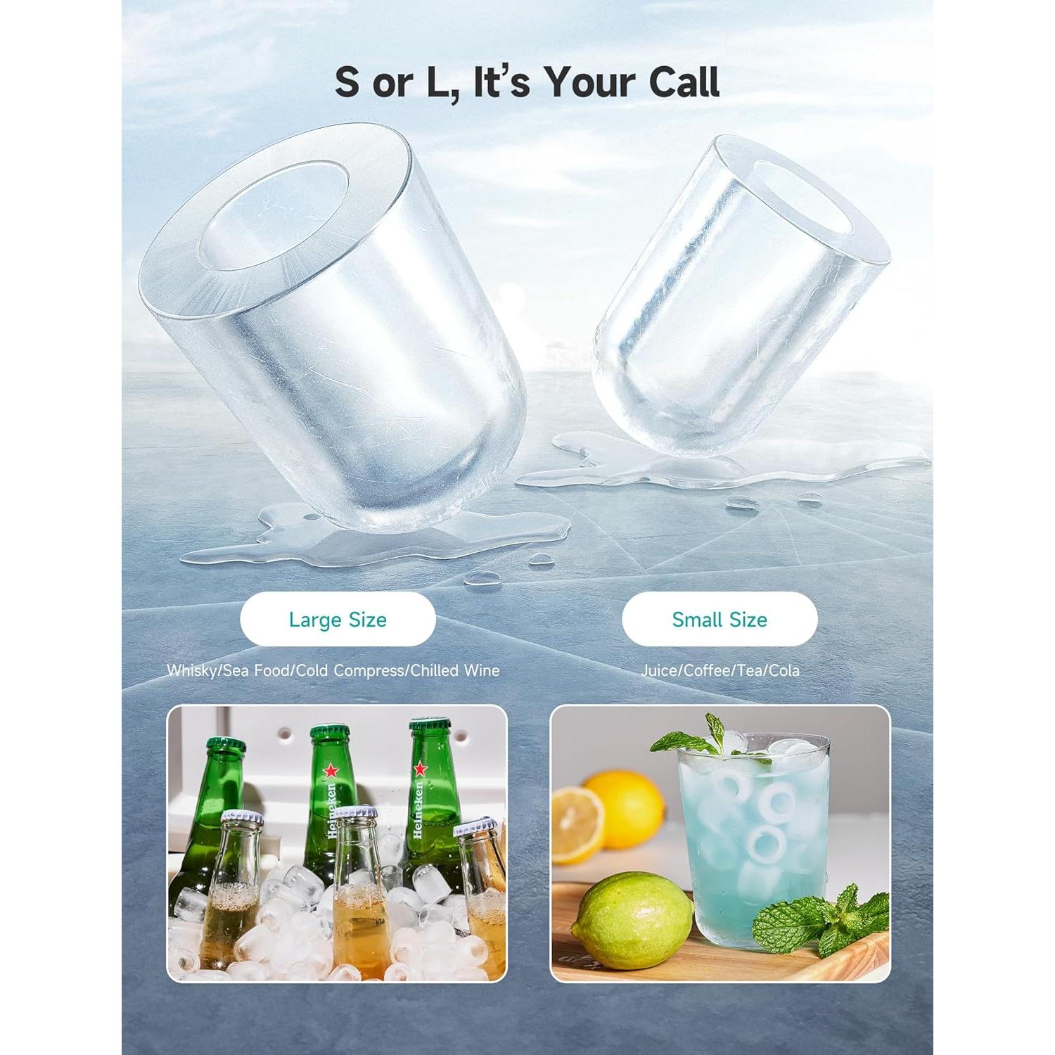 HiCOZY Máquina de Hielo Portátil 11.79 kg/día Autolimpieza