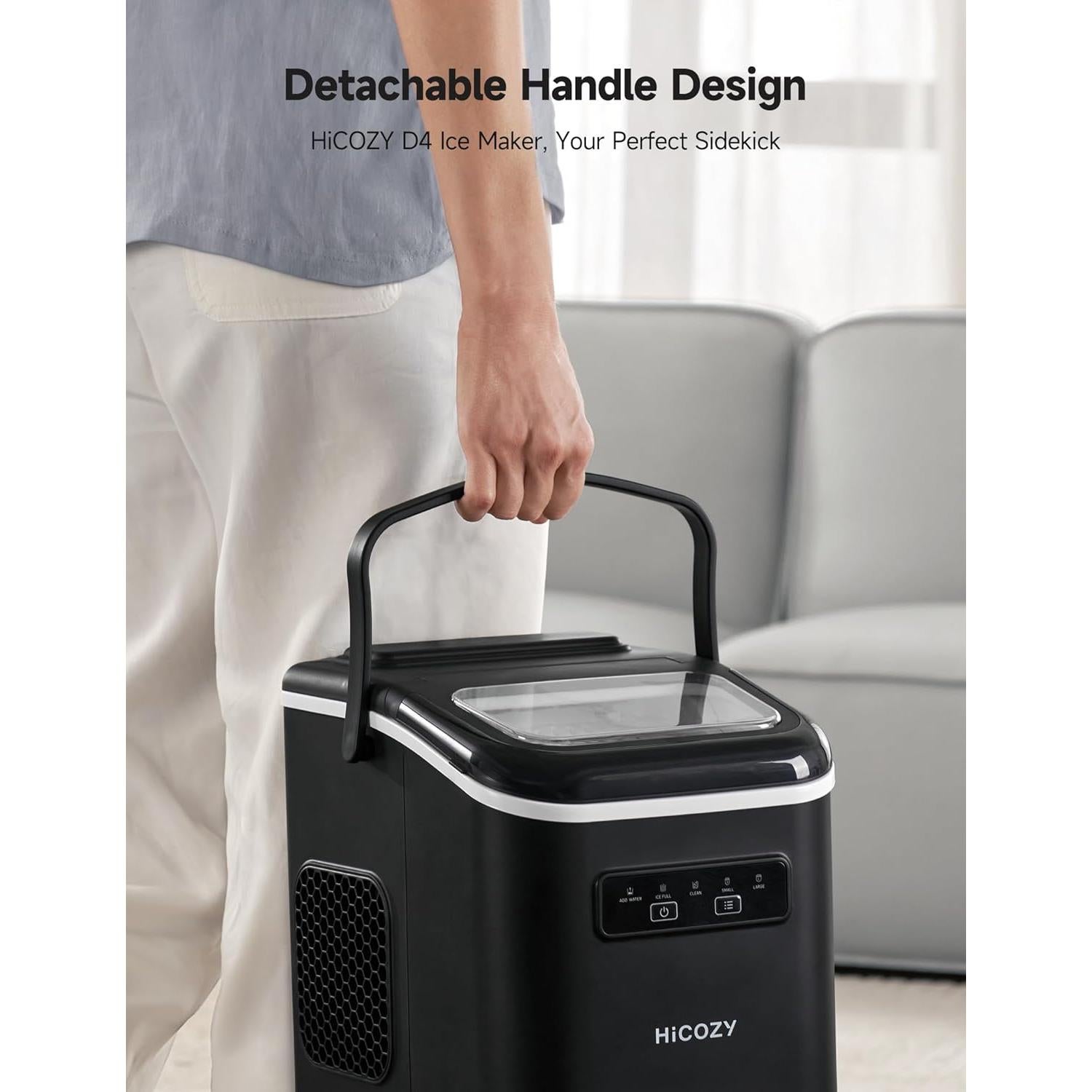 HiCOZY Máquina de Hielo Portátil 11.79 kg/día Autolimpieza