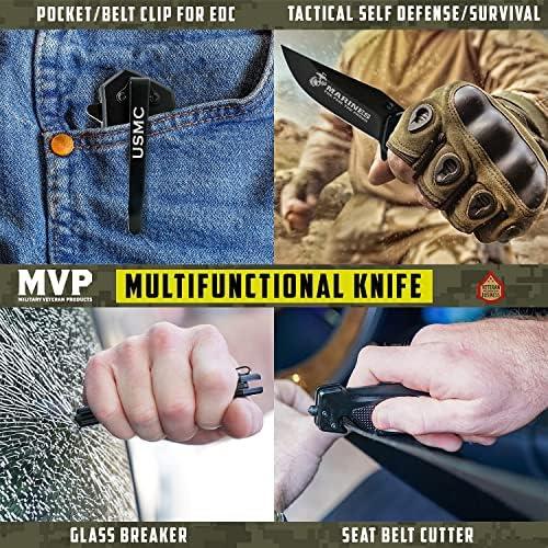 Cuchillo Plegable Táctico USMC Negro 8.89 cm Hoja