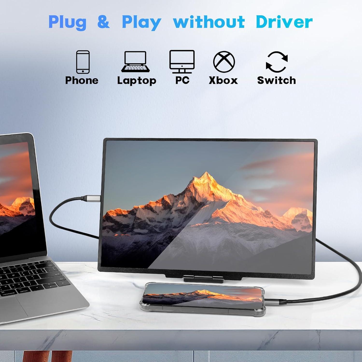 Monitor Portátil Jusnboir 14" FHD 1080P USB-C HDMI