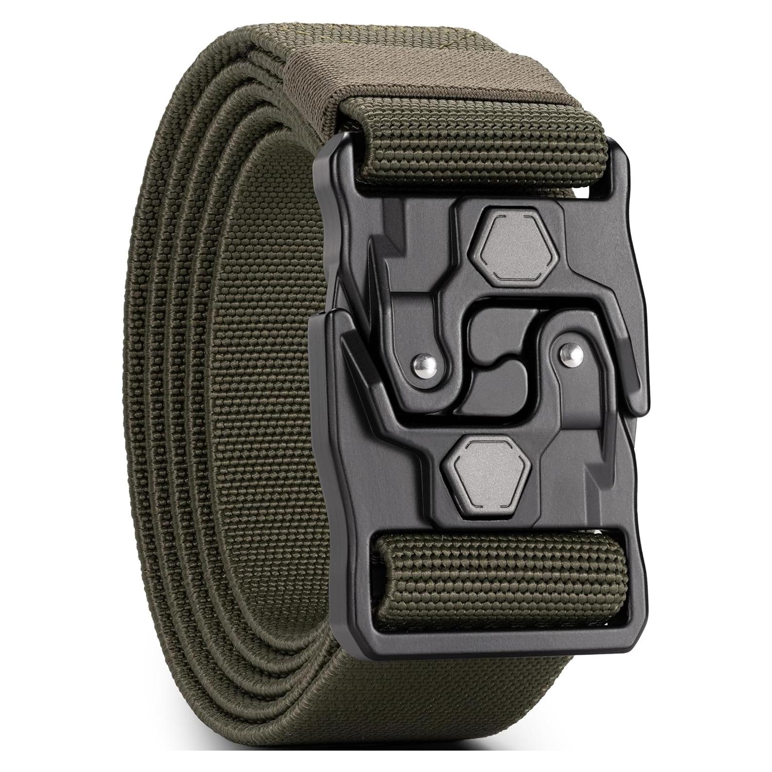 Cinturón Táctico GEIT de Nylon Elástico - Militar Verde 90-97 cm