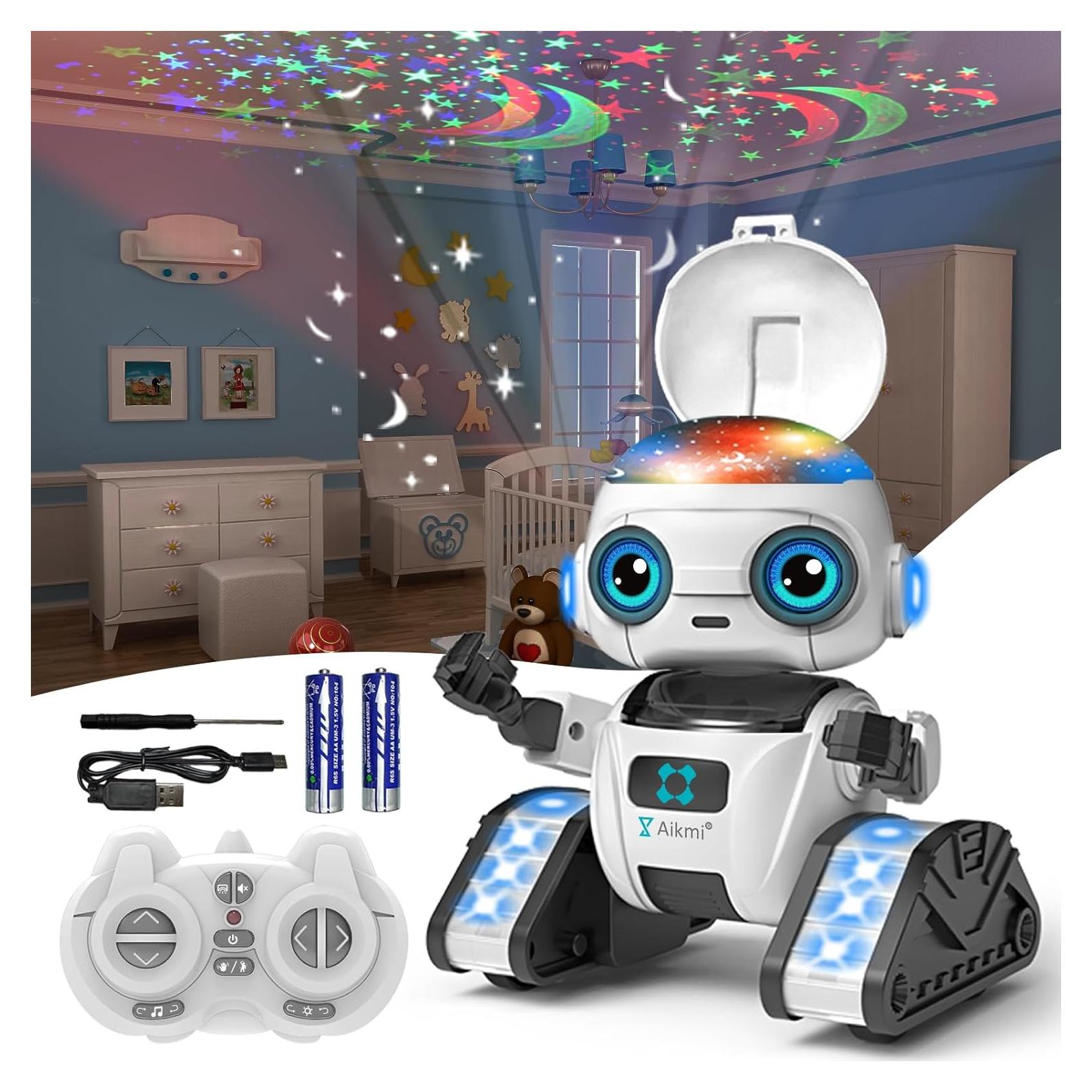 Robot Proyector Aikmi Control Remoto Recargable Blanco 12cm