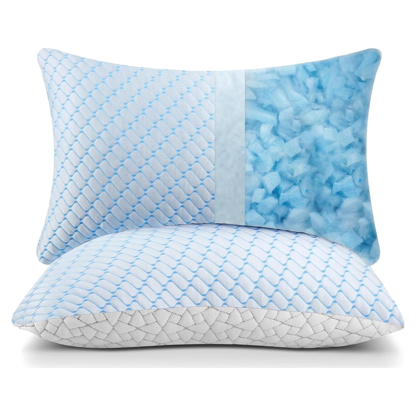 Bafode Memory Foam Pillows Standard Size Set of 2 Cooling Bed Pillow 2 Pack Shredded Memory Foam Pillow for Sleeping 20x26