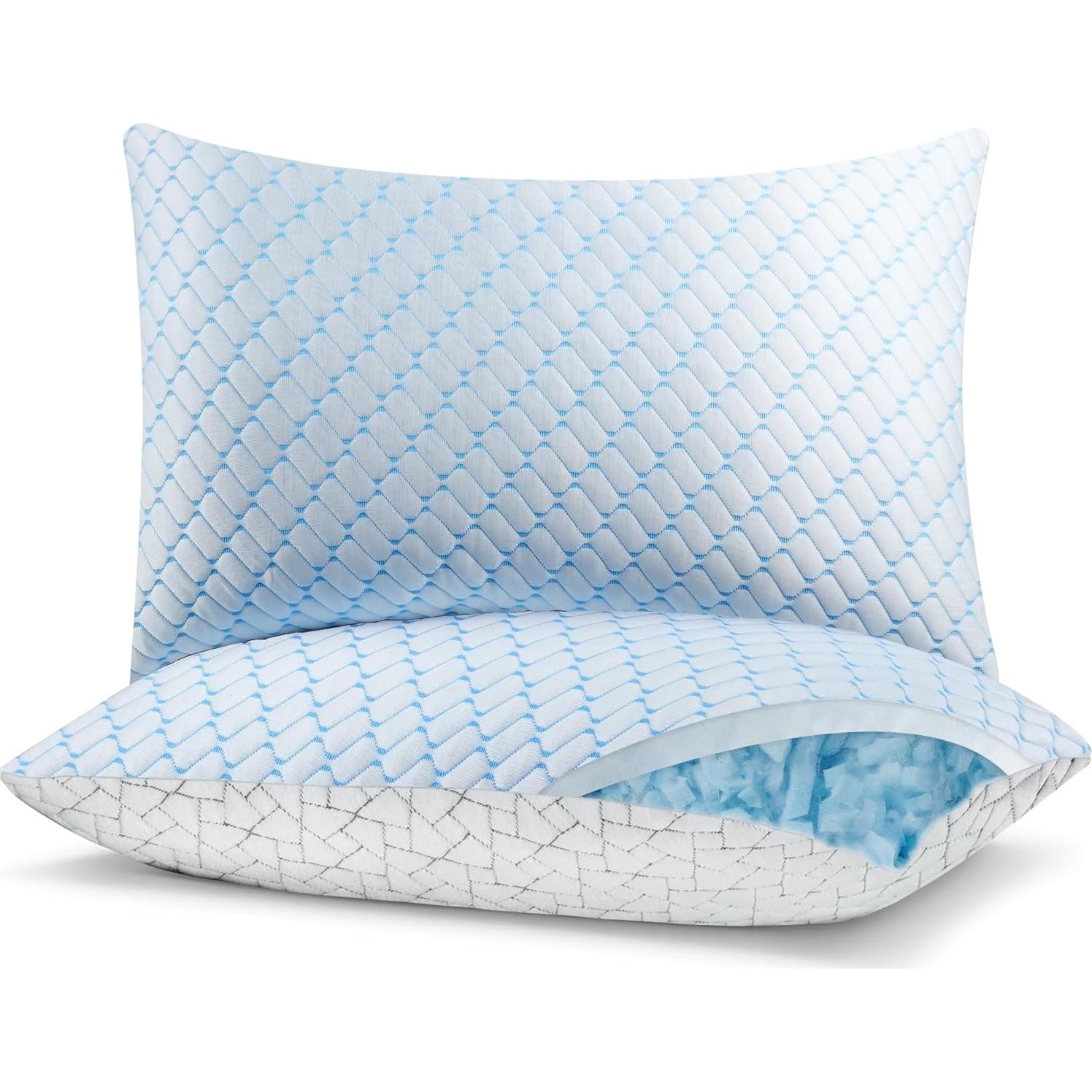 Bafode Memory Foam Pillows Standard Size Set of 2 Cooling Bed Pillow 2 Pack Shredded Memory Foam Pillow for Sleeping 20x26