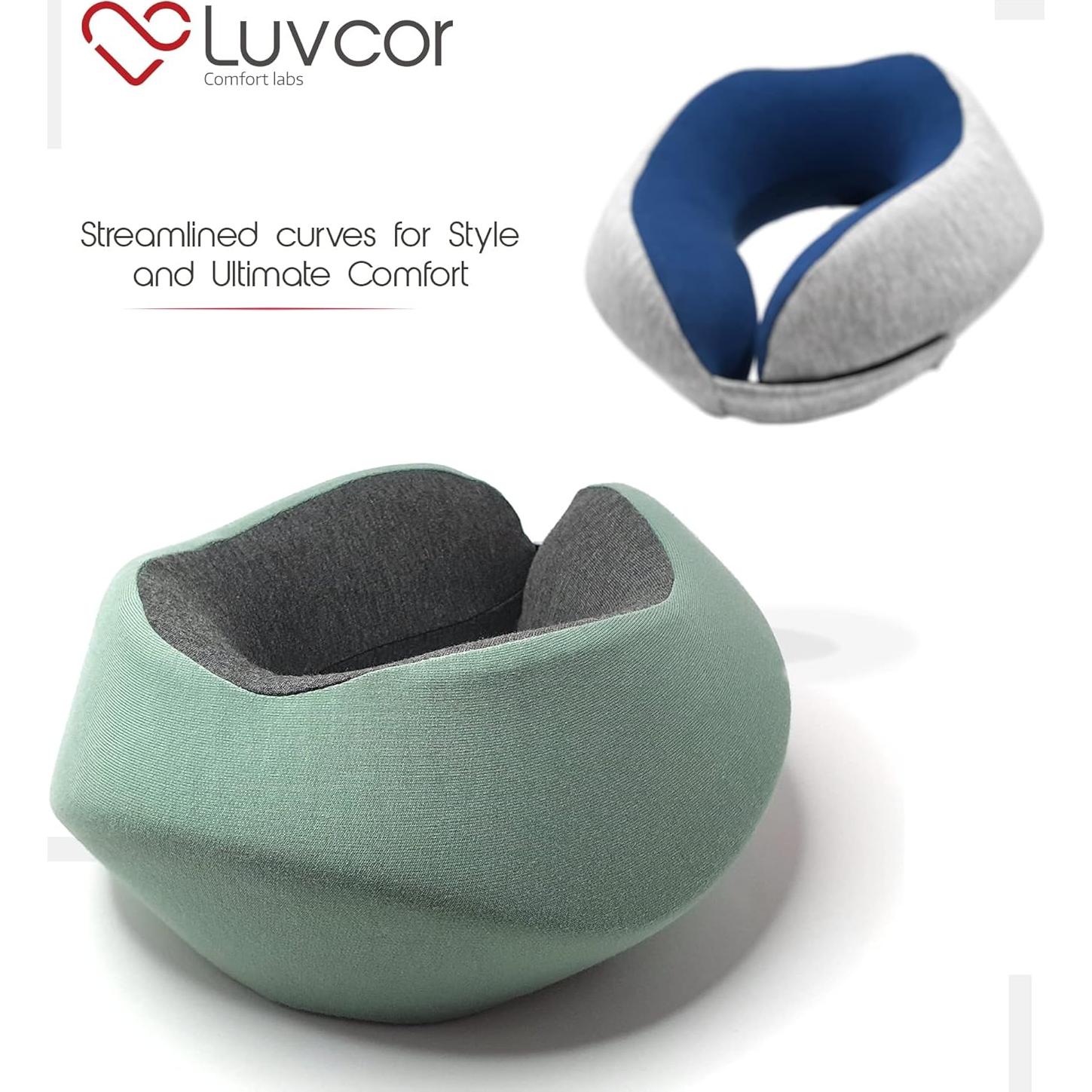 Almohada de Viaje Luvcor Espuma de Memoria Ergonómica Verde