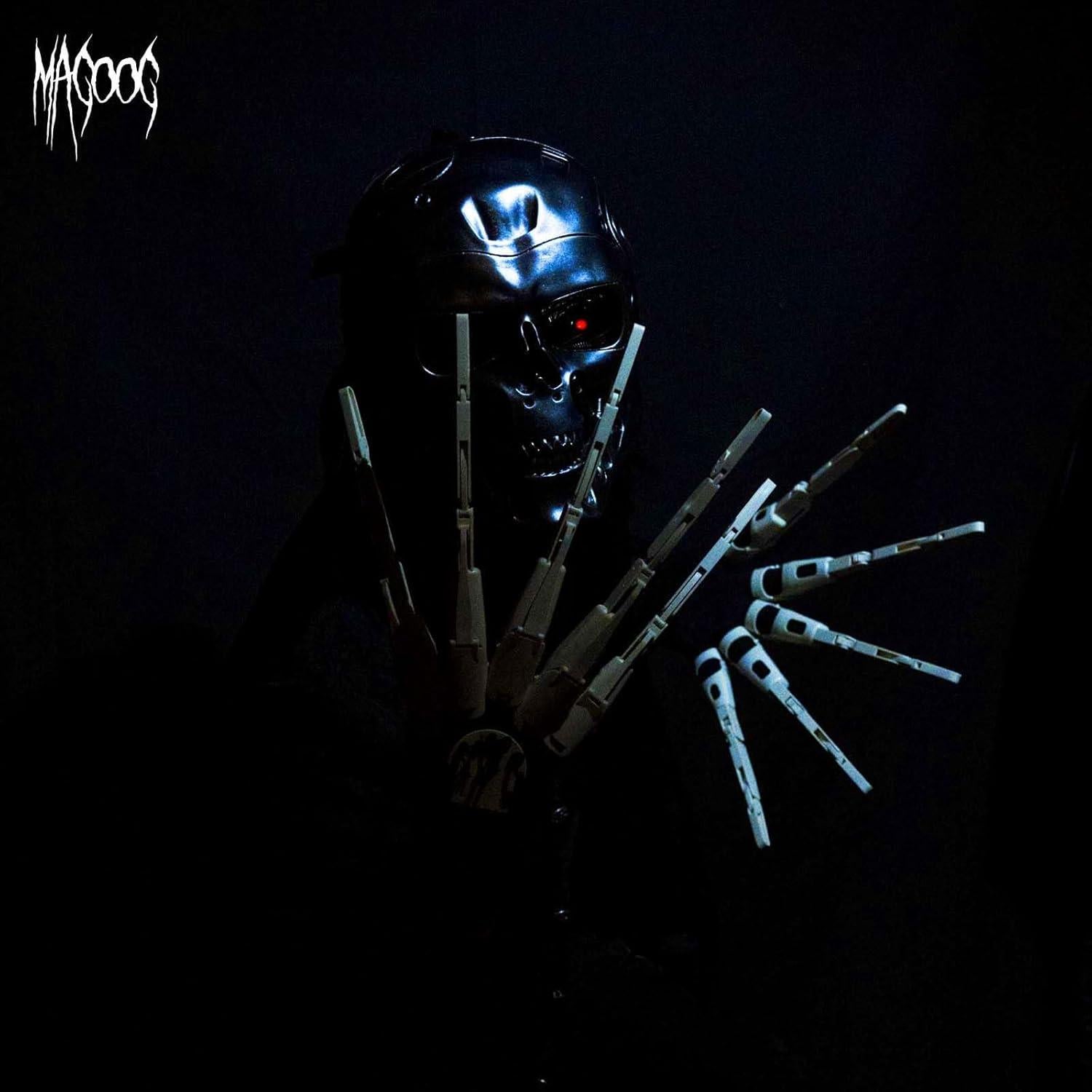 Magoog Halloween Articulated Fingers with Gloves,Articulated Finger Extensions,Scary Skeleton Bone Claw Hand,3D Printed Novelty Props for Cosplay,Fits Most Fingers Sizes,1 Pair Black