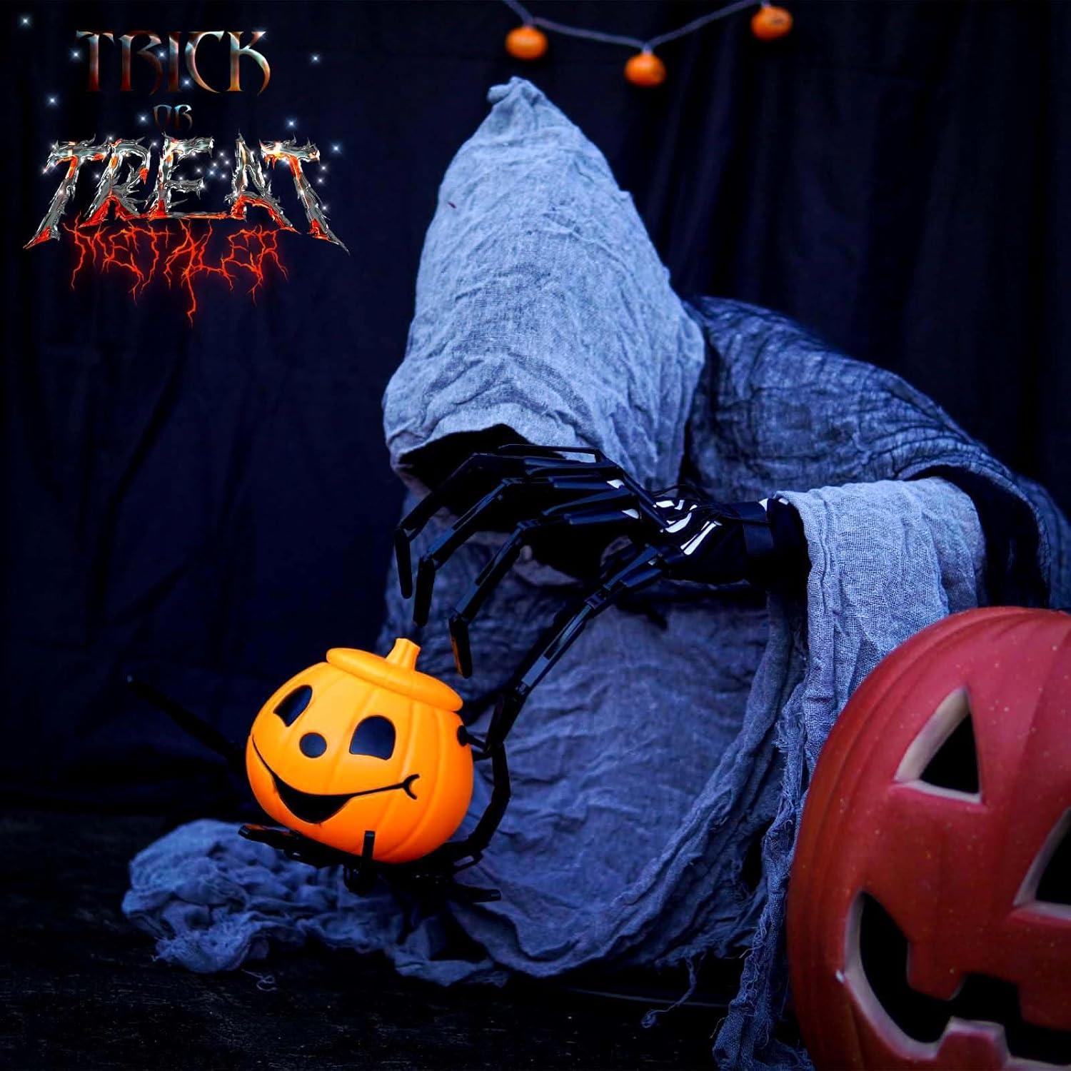 Magoog Halloween Articulated Fingers with Gloves,Articulated Finger Extensions,Scary Skeleton Bone Claw Hand,3D Printed Novelty Props for Cosplay,Fits Most Fingers Sizes,1 Pair Black