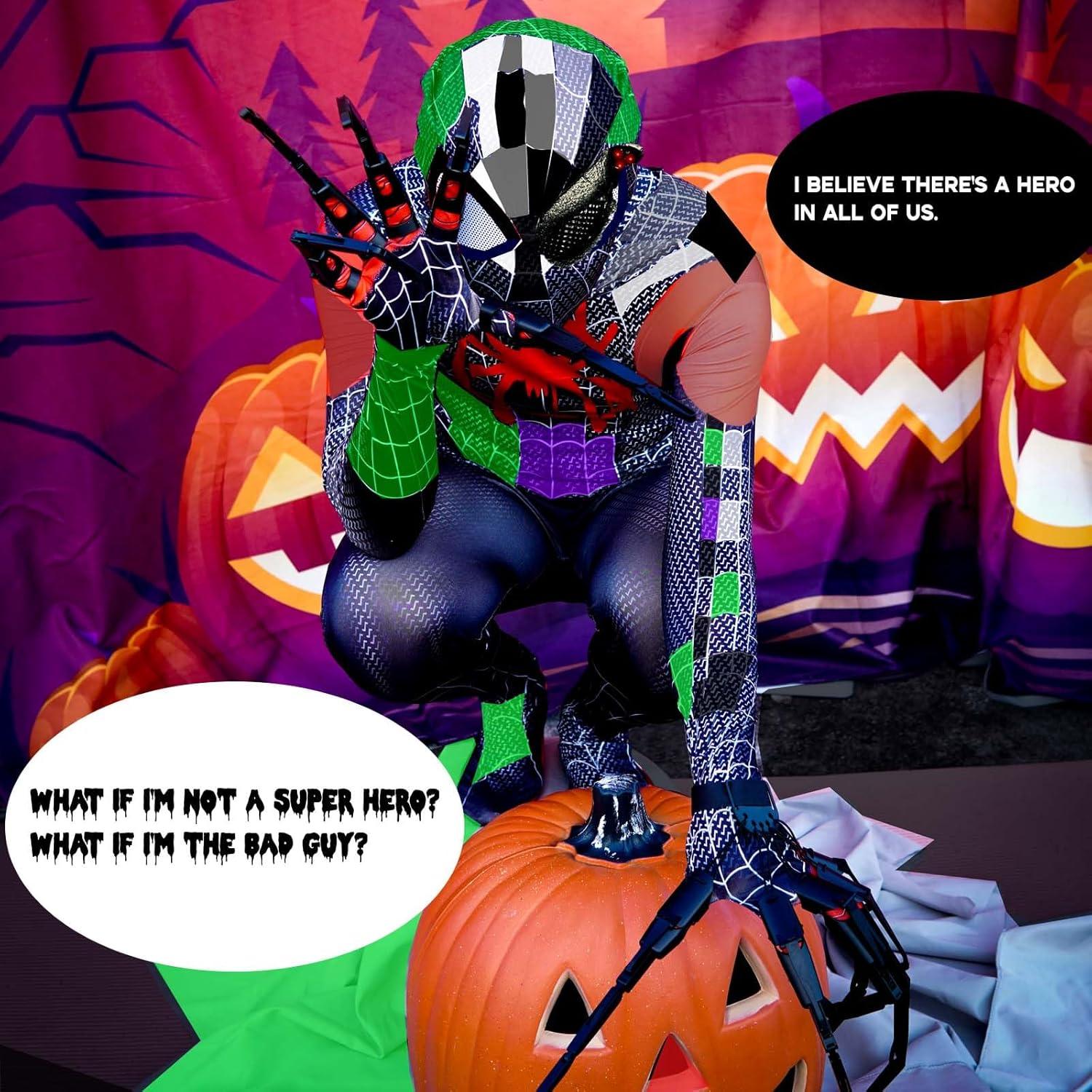 Magoog Halloween Articulated Fingers with Gloves,Articulated Finger Extensions,Scary Skeleton Bone Claw Hand,3D Printed Novelty Props for Cosplay,Fits Most Fingers Sizes,1 Pair Black