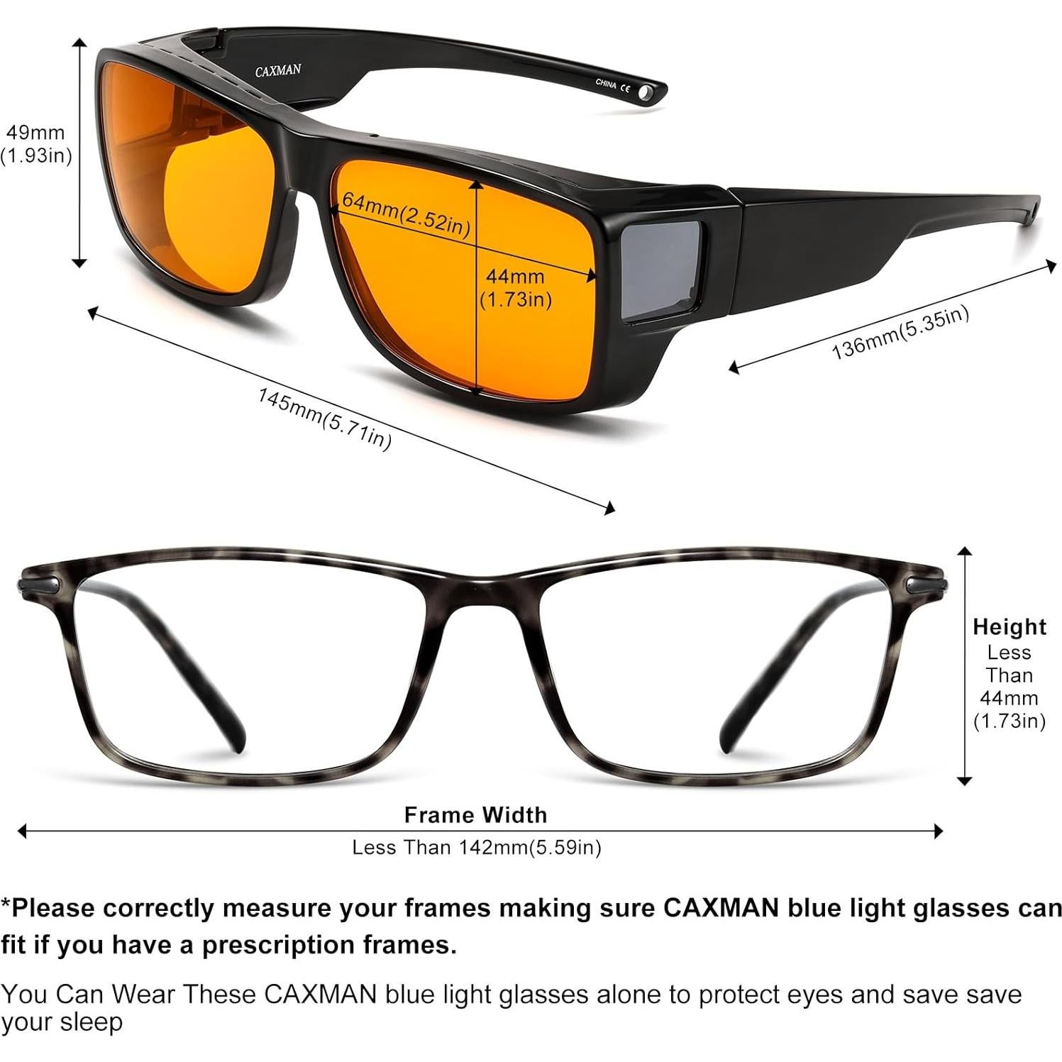 Gafas CAXMAN 99.9% Luz Azul Tinte Naranja para Dormir