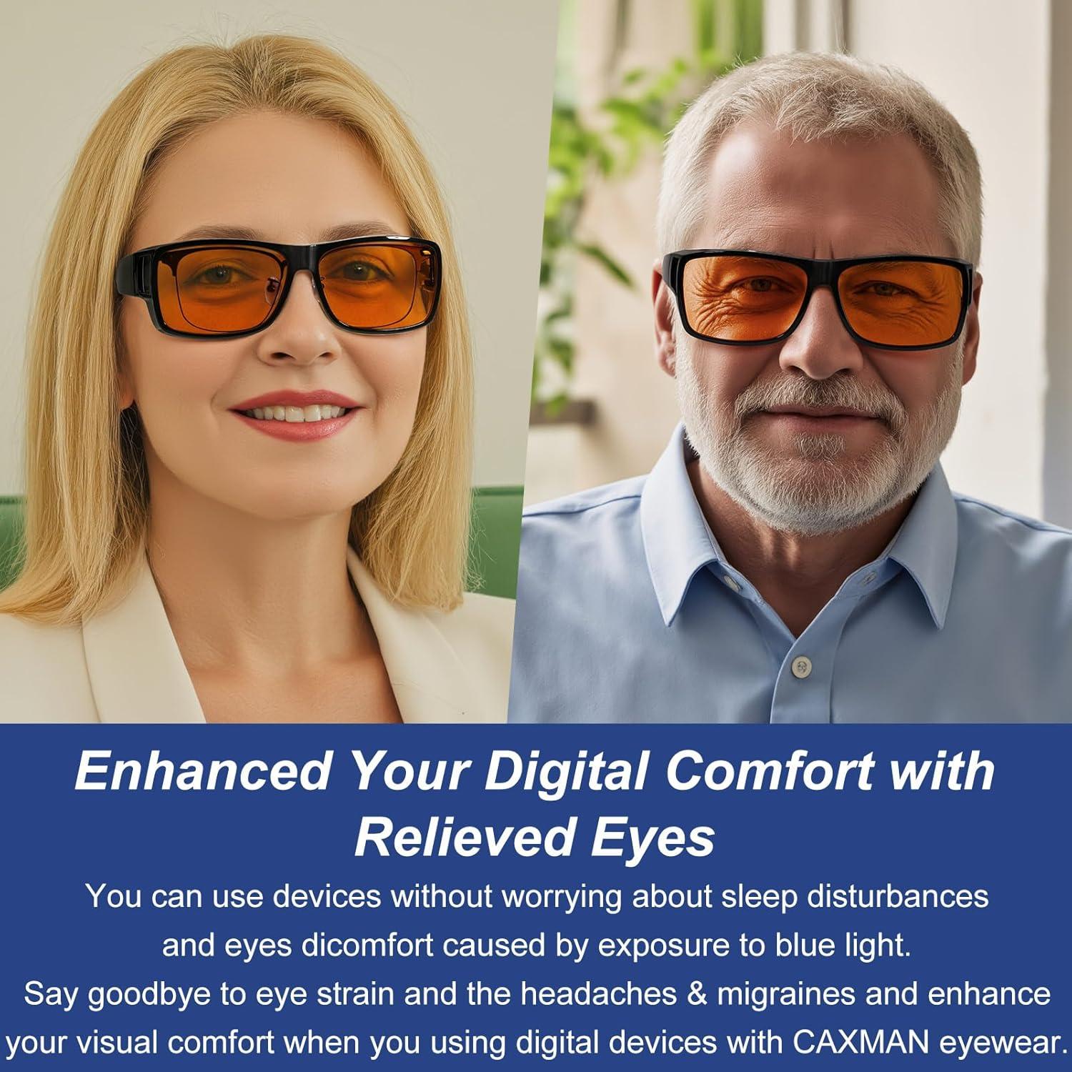 Gafas CAXMAN 99.9% Luz Azul Tinte Naranja para Dormir