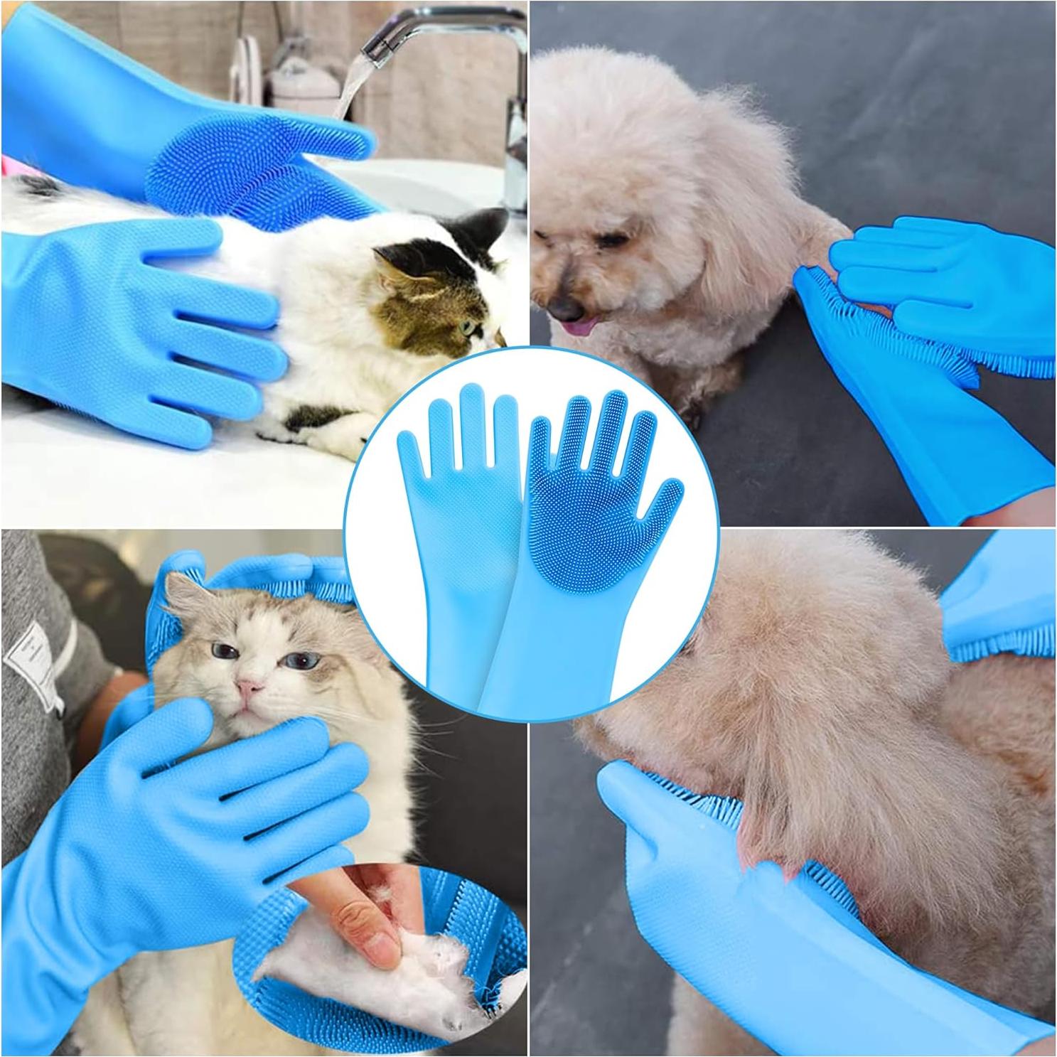 Guantes de Silicona para Baño y Acicalamiento ZENELANEP Azul