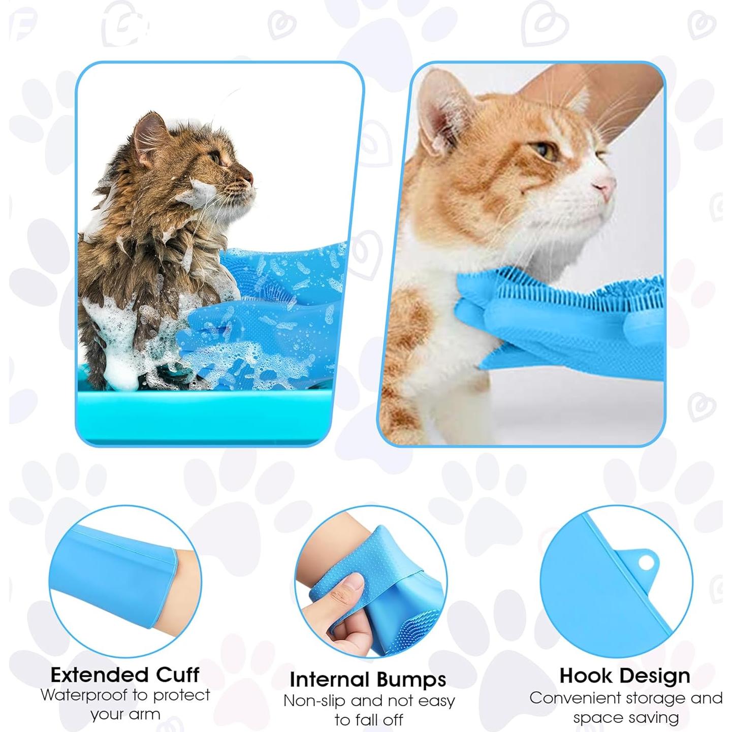 Guantes de Silicona para Baño y Acicalamiento ZENELANEP Azul