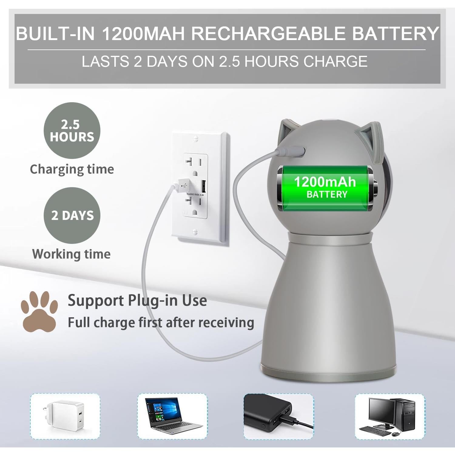 Juguete láser automático para gatos YVE LIFE gris 3 modos