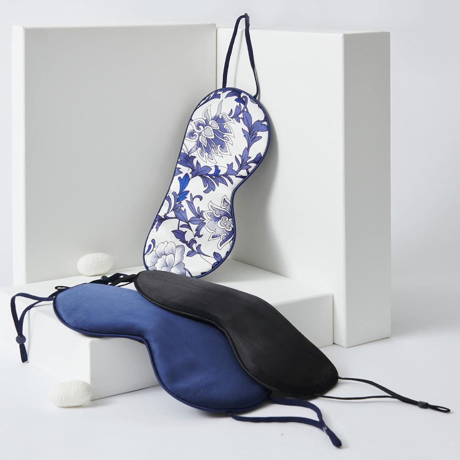 Máscara de dormir de seda K meet Q, tamaño grande, negra