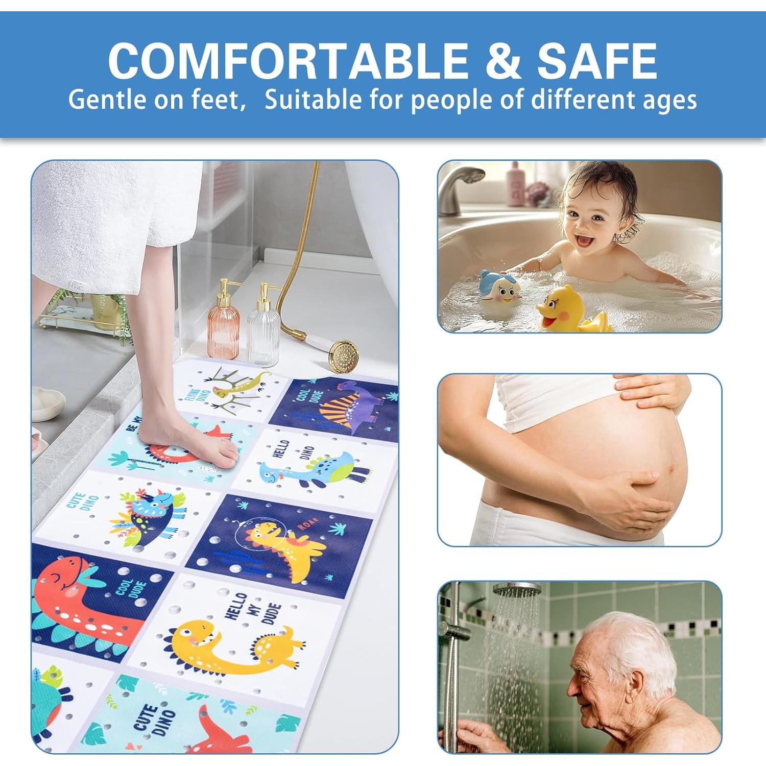 Alfombrilla de baño antideslizante YUBYFA 101.6x40.6 cm Dinosaurio