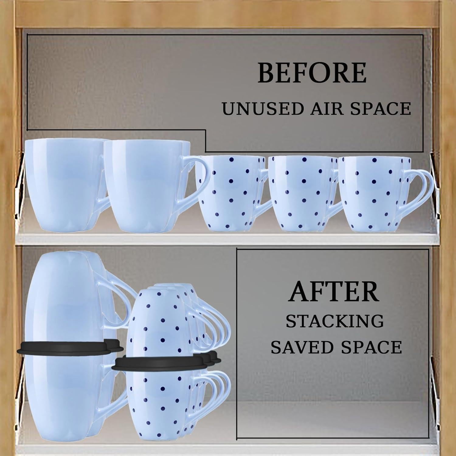 Organizador apilable de tazas YUHUANGS - 3 Pcs Negro