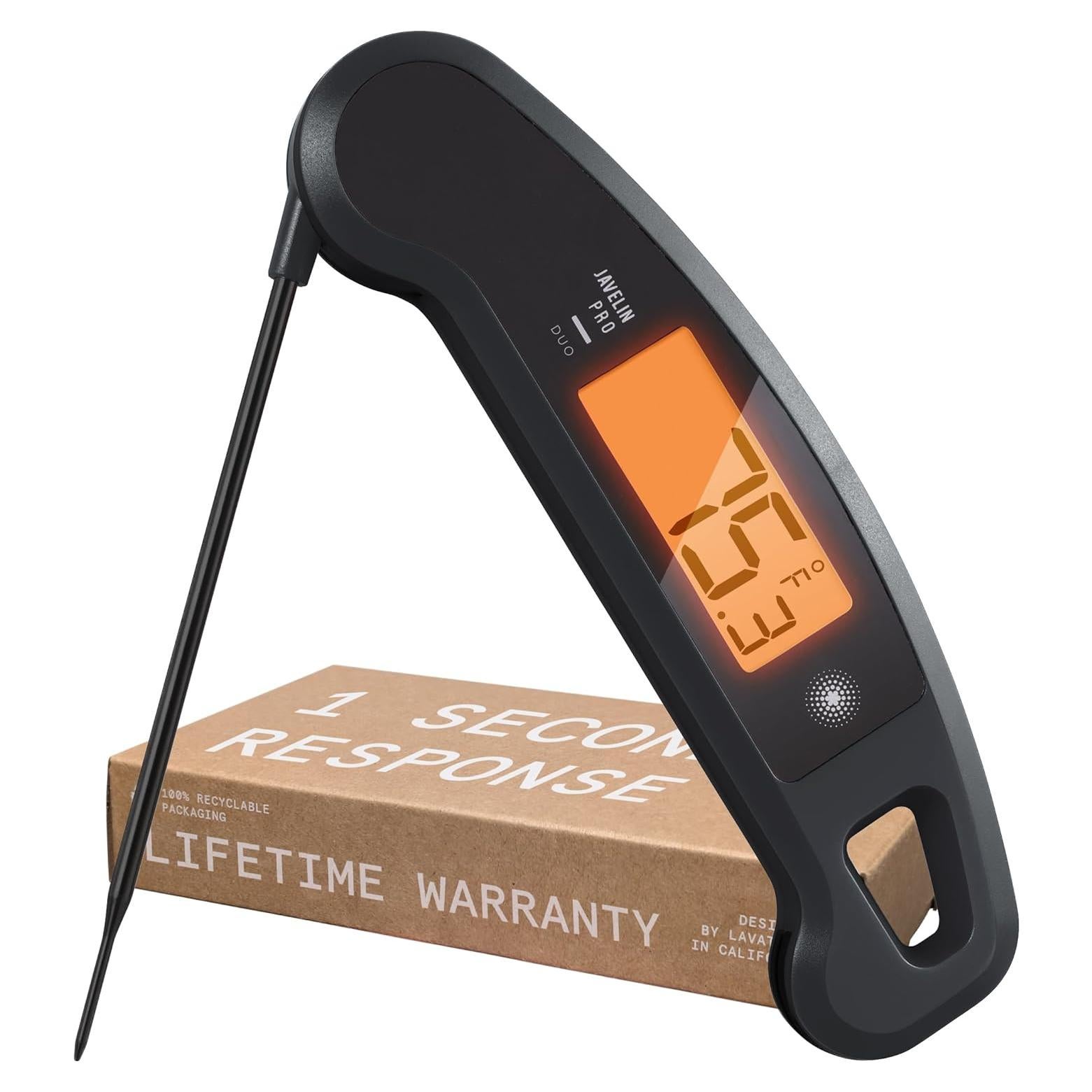 Lavatools Javelin® PRO Duo Ultra-Fast 1-Second Professional Digital Instant Read Meat Thermometer for Grill and Cooking, Auto-Rotating Backlit Display, IP65 Water Resistant, NSF Certified – Ink