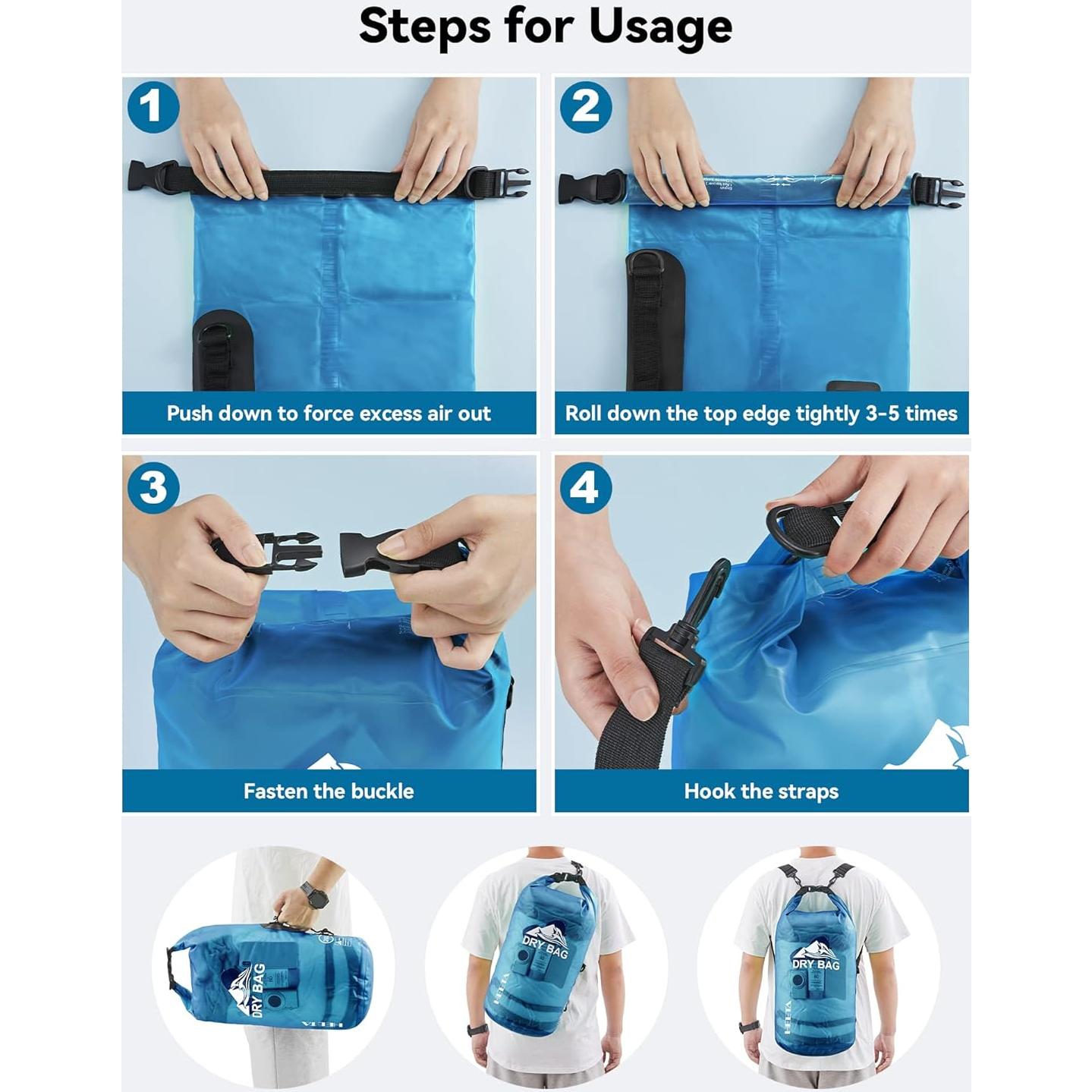 Bolsa Seca Impermeable HEETA 5L/10L/20L/30L/40L para Viajes