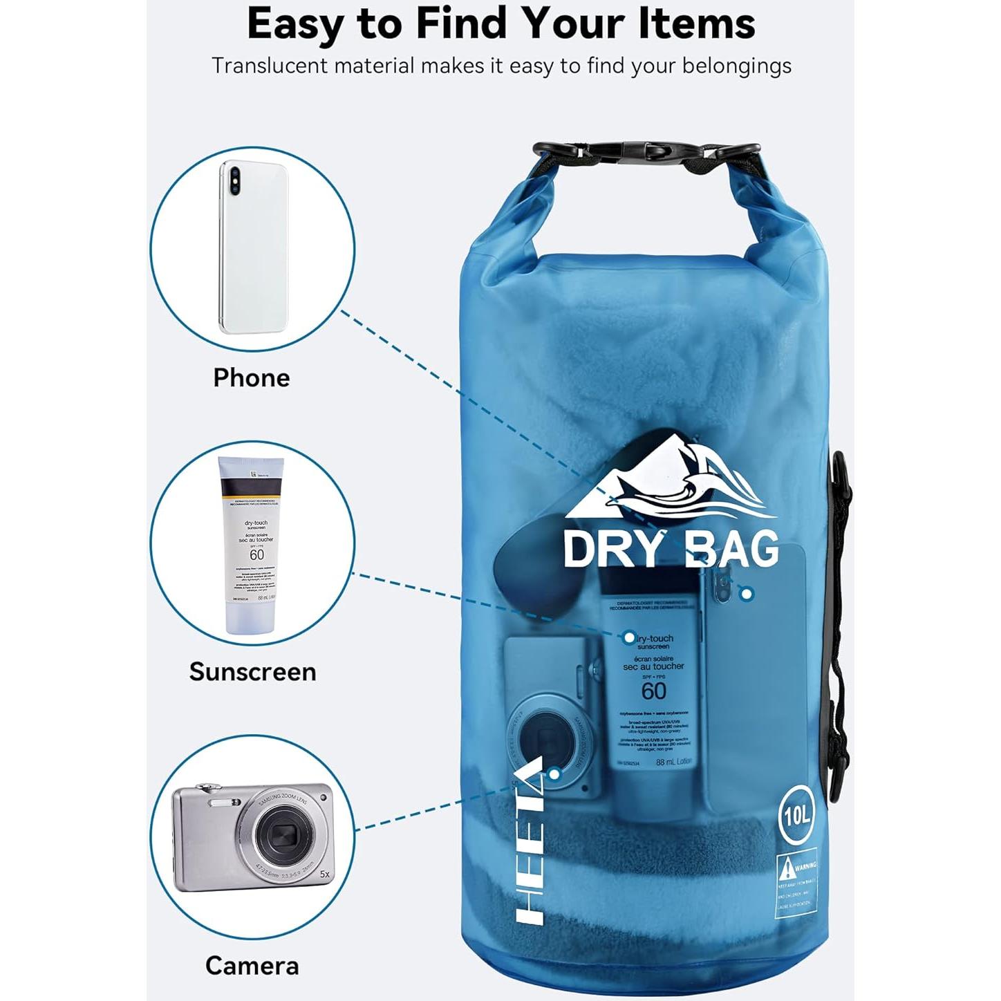 Bolsa Seca Impermeable HEETA 5L/10L/20L/30L/40L para Viajes