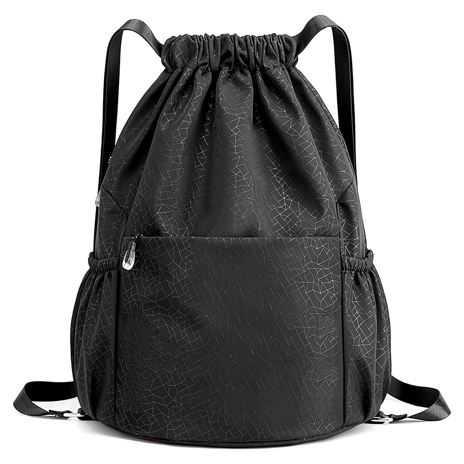 Mochila de Cuerda CALACH Unisex Impermeable 25L Negra