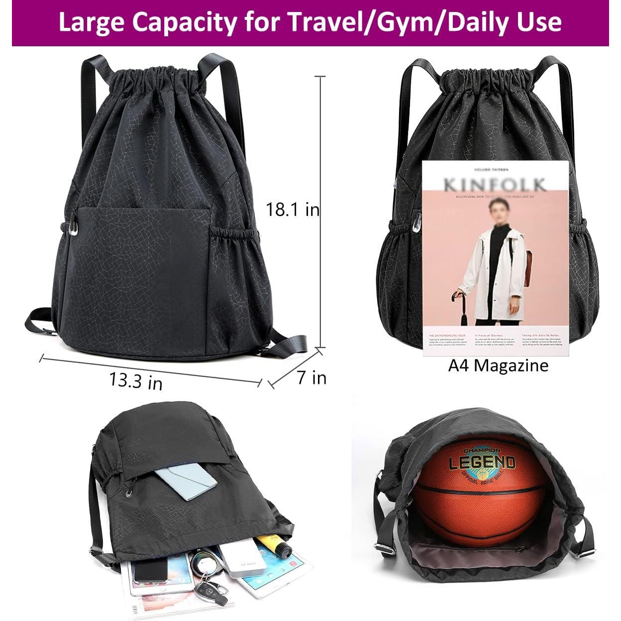 Mochila de Cuerda CALACH Unisex Impermeable 25L Negra