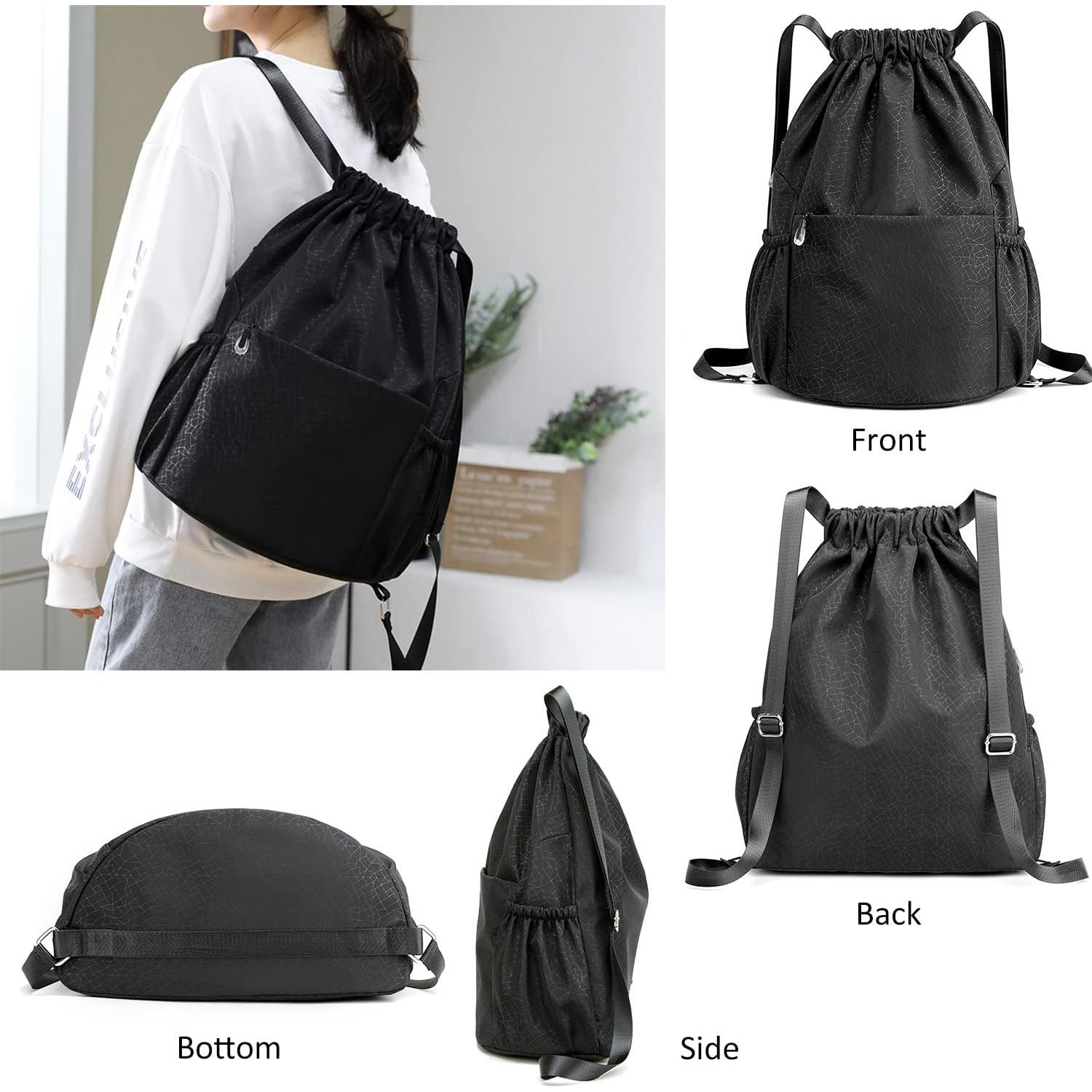 Mochila de Cuerda CALACH Unisex Impermeable 25L Negra