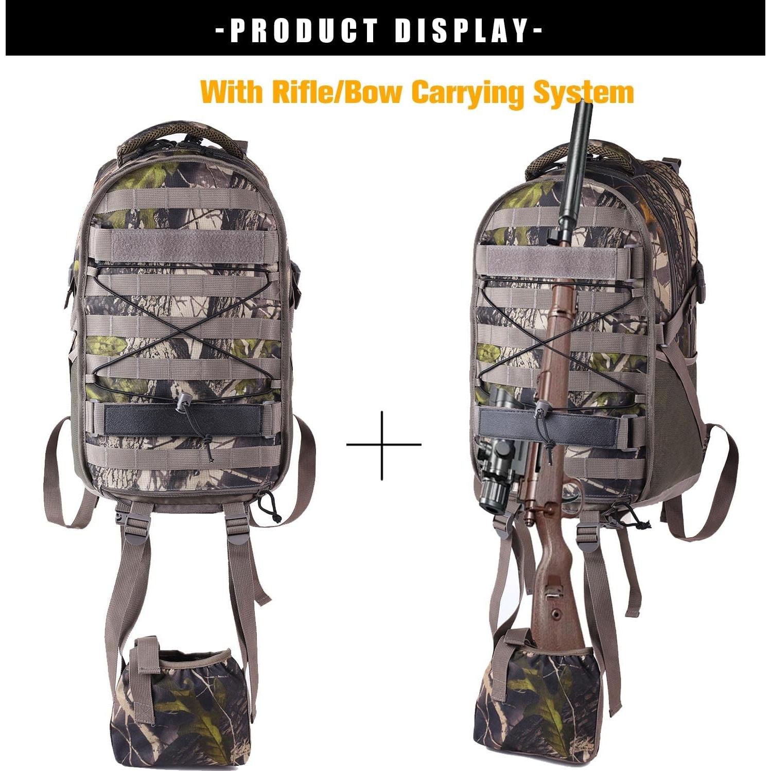 Mochila de Caza Camo con Soporte para Rifle 30L Impermeable