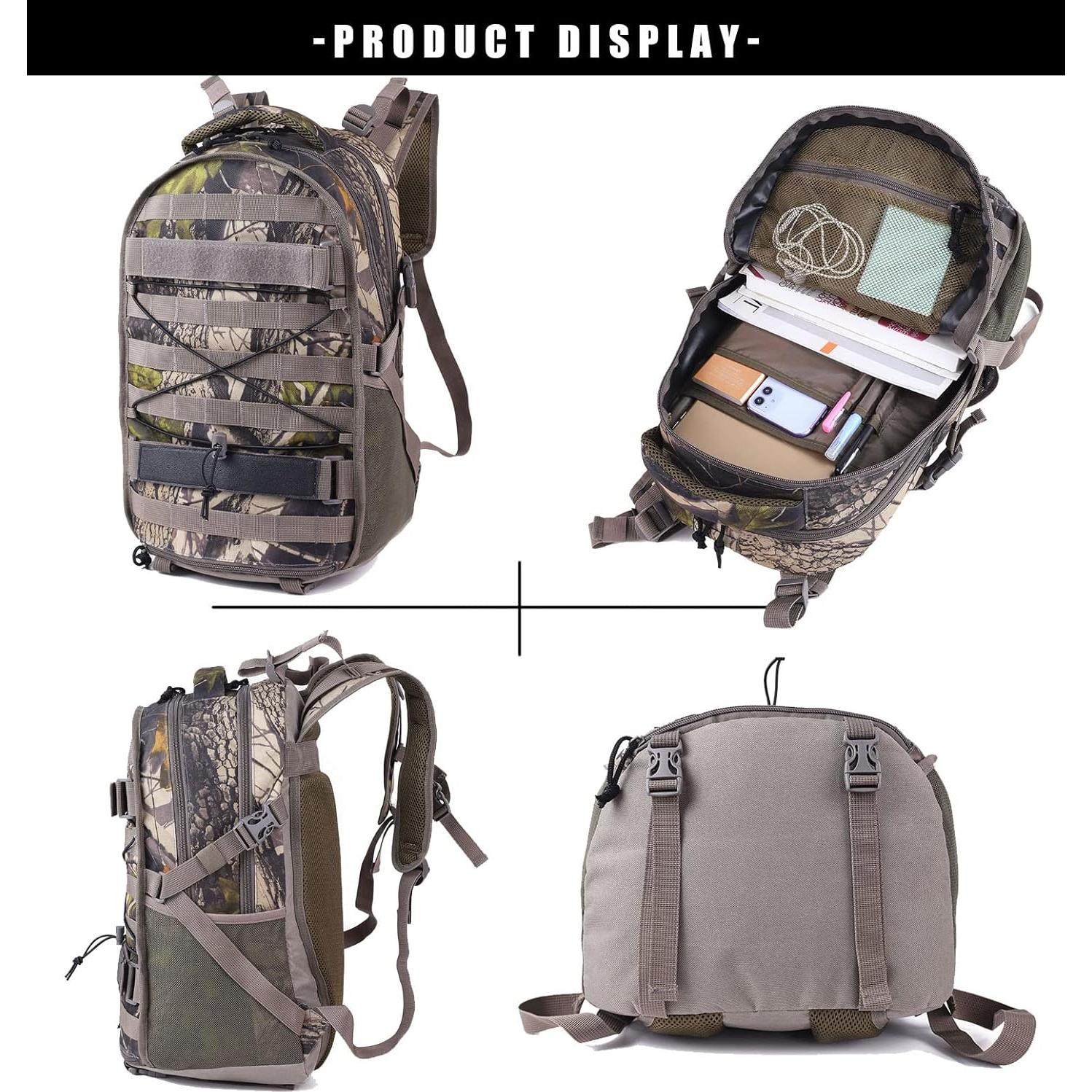 Mochila de Caza Camo con Soporte para Rifle 30L Impermeable