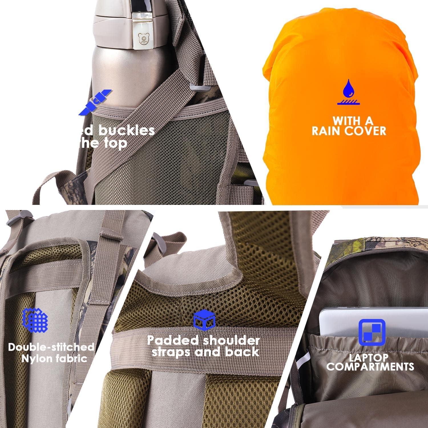 Mochila de Caza Camo con Soporte para Rifle 30L Impermeable