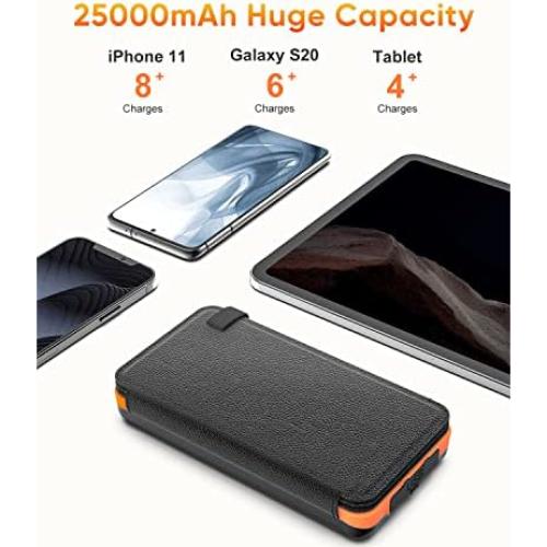 Banco de Energía Solar 25000mAh - Carga Rápida QC3.0 Naranja