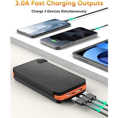 Banco de Energía Solar 25000mAh - Carga Rápida QC3.0 Naranja