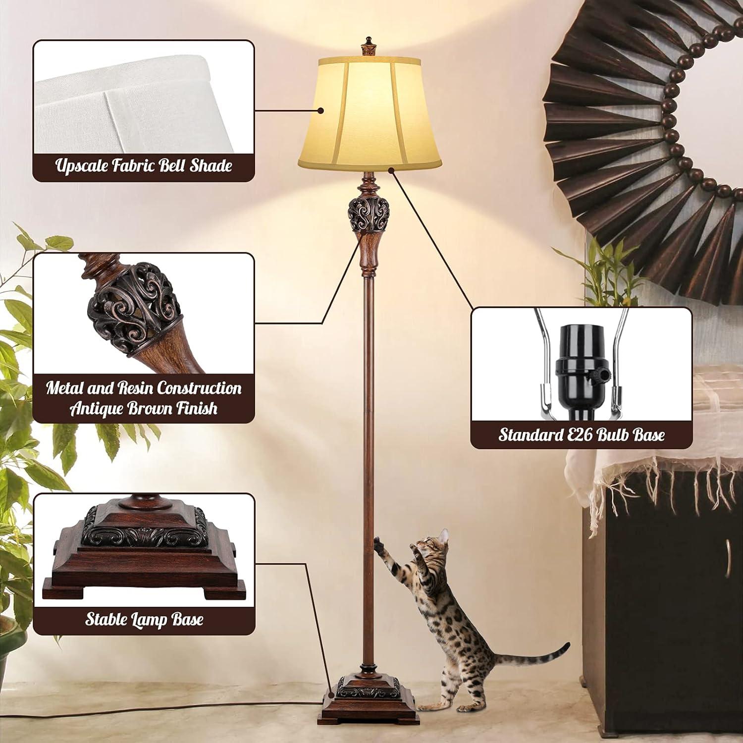 Lámpara de Pie Vintage Sucolite 162 cm Tela Blanca Rústica