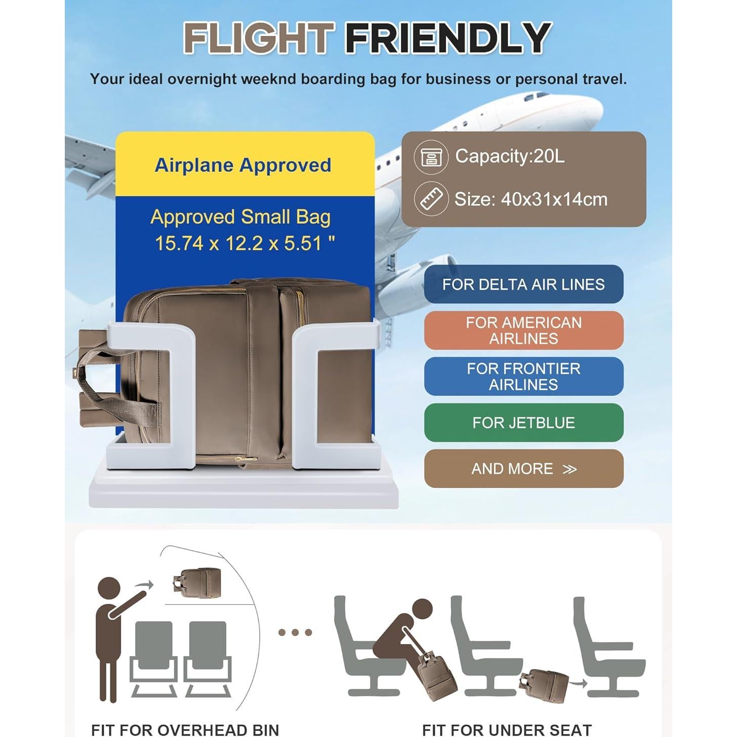 Mochila de Viaje Wepadre 40x31x14cm Impermeable para Laptop